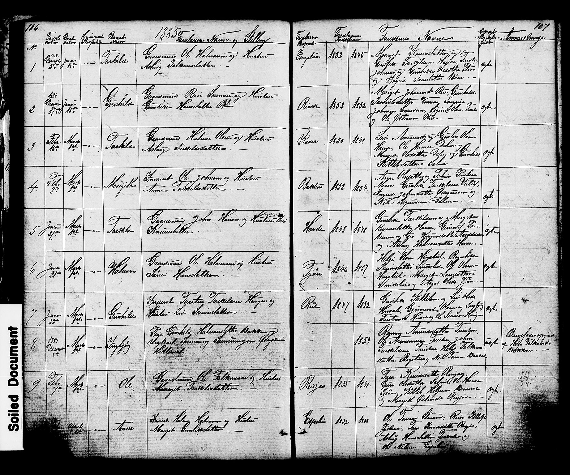 Hjartdal kirkebøker, SAKO/A-270/G/Gc/L0002: Parish register (copy) no. III 2, 1854-1890, p. 106-107