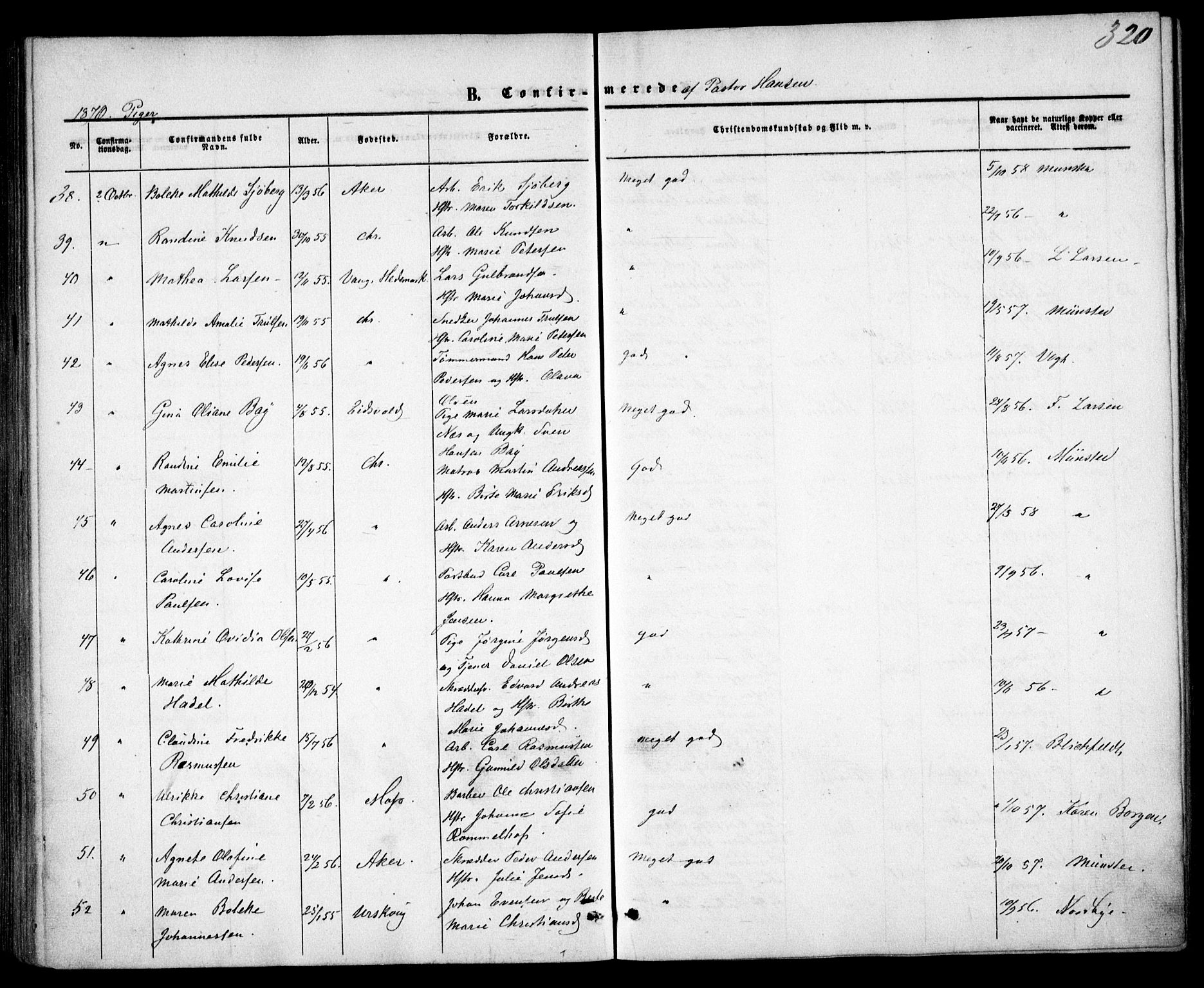 Trefoldighet prestekontor Kirkebøker, SAO/A-10882/F/Fb/L0001: Parish register (official) no. II 1, 1858-1871, p. 320