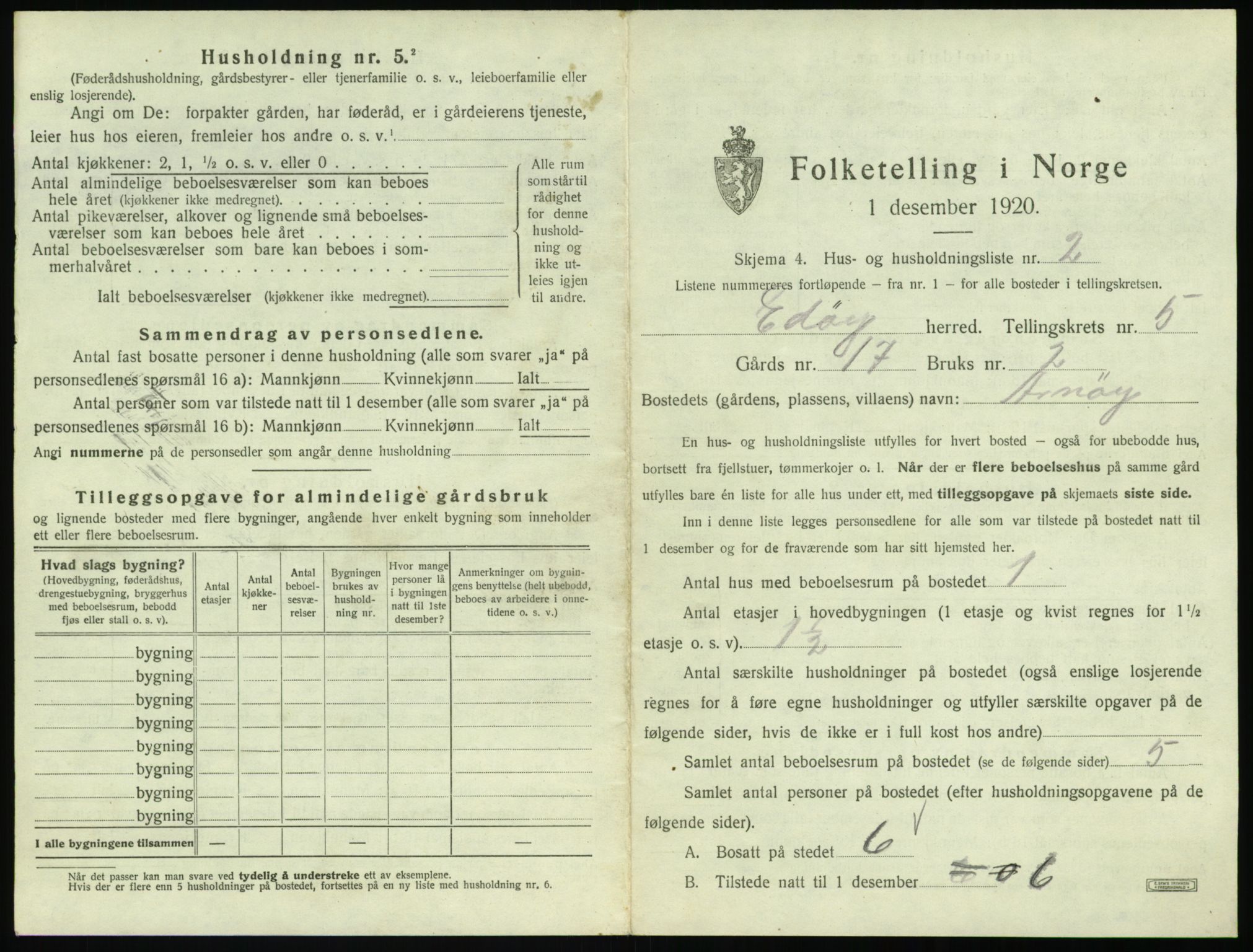 SAT, 1920 census for Edøy, 1920, p. 238