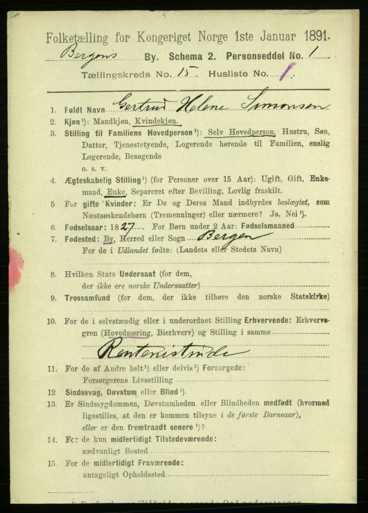 RA, 1891 Census for 1301 Bergen, 1891, p. 24196