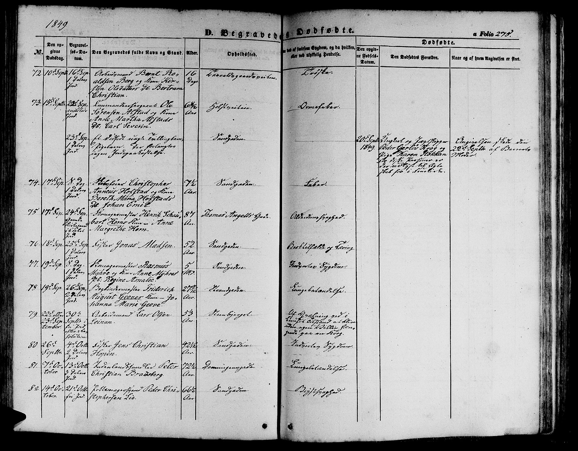 Ministerialprotokoller, klokkerbøker og fødselsregistre - Sør-Trøndelag, AV/SAT-A-1456/602/L0137: Parish register (copy) no. 602C05, 1846-1856, p. 275