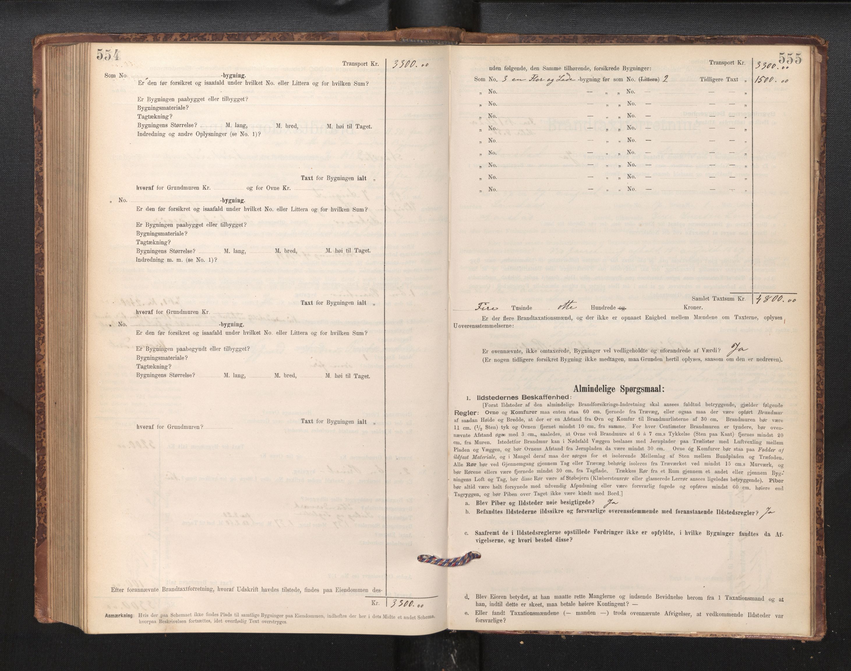 Lensmannen i Årstad, AV/SAB-A-36201/0012/L0011: Branntakstprotokoll,skjematakst, 1895-1901, p. 554-555