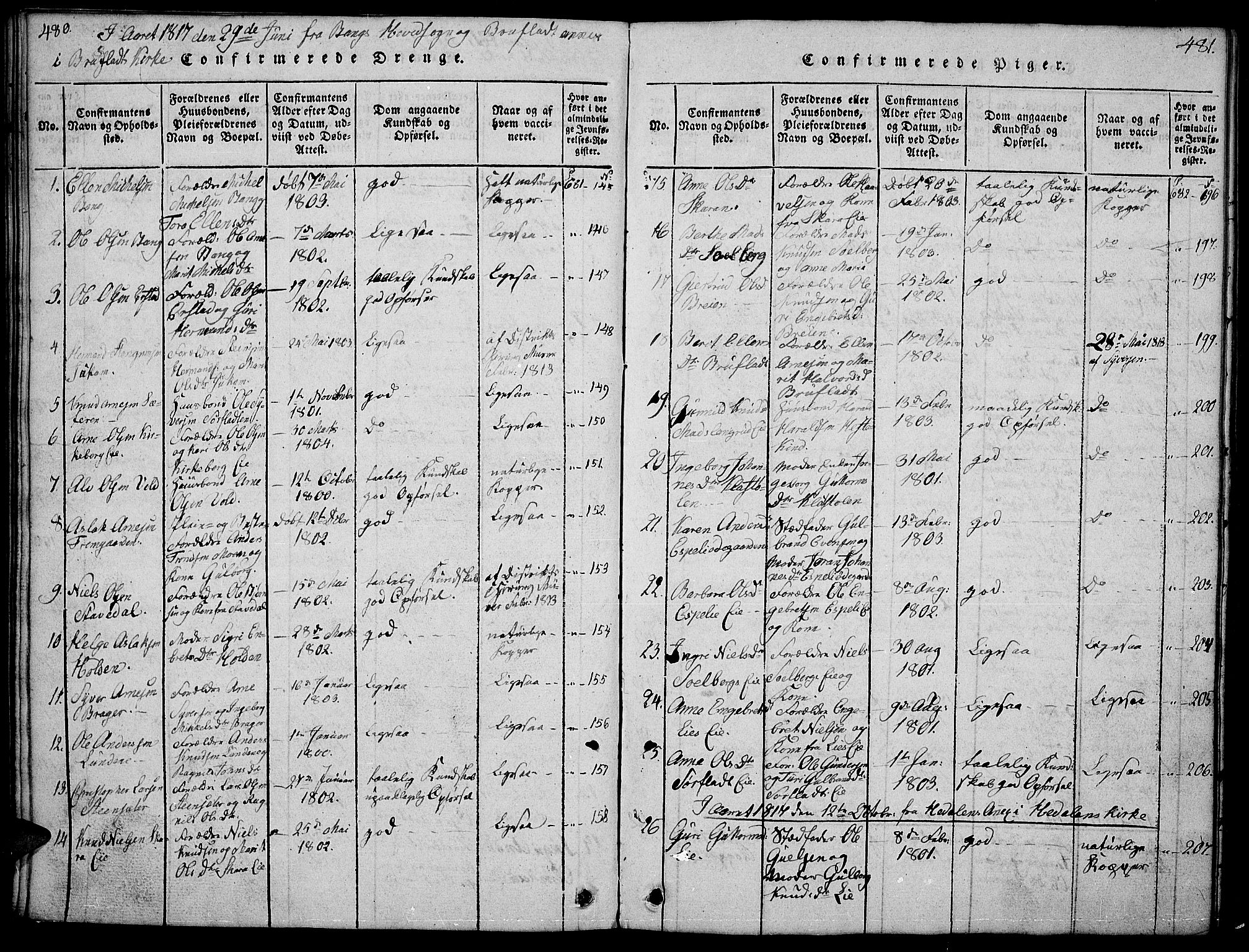Sør-Aurdal prestekontor, SAH/PREST-128/H/Ha/Hab/L0001: Parish register (copy) no. 1, 1815-1826, p. 480-481