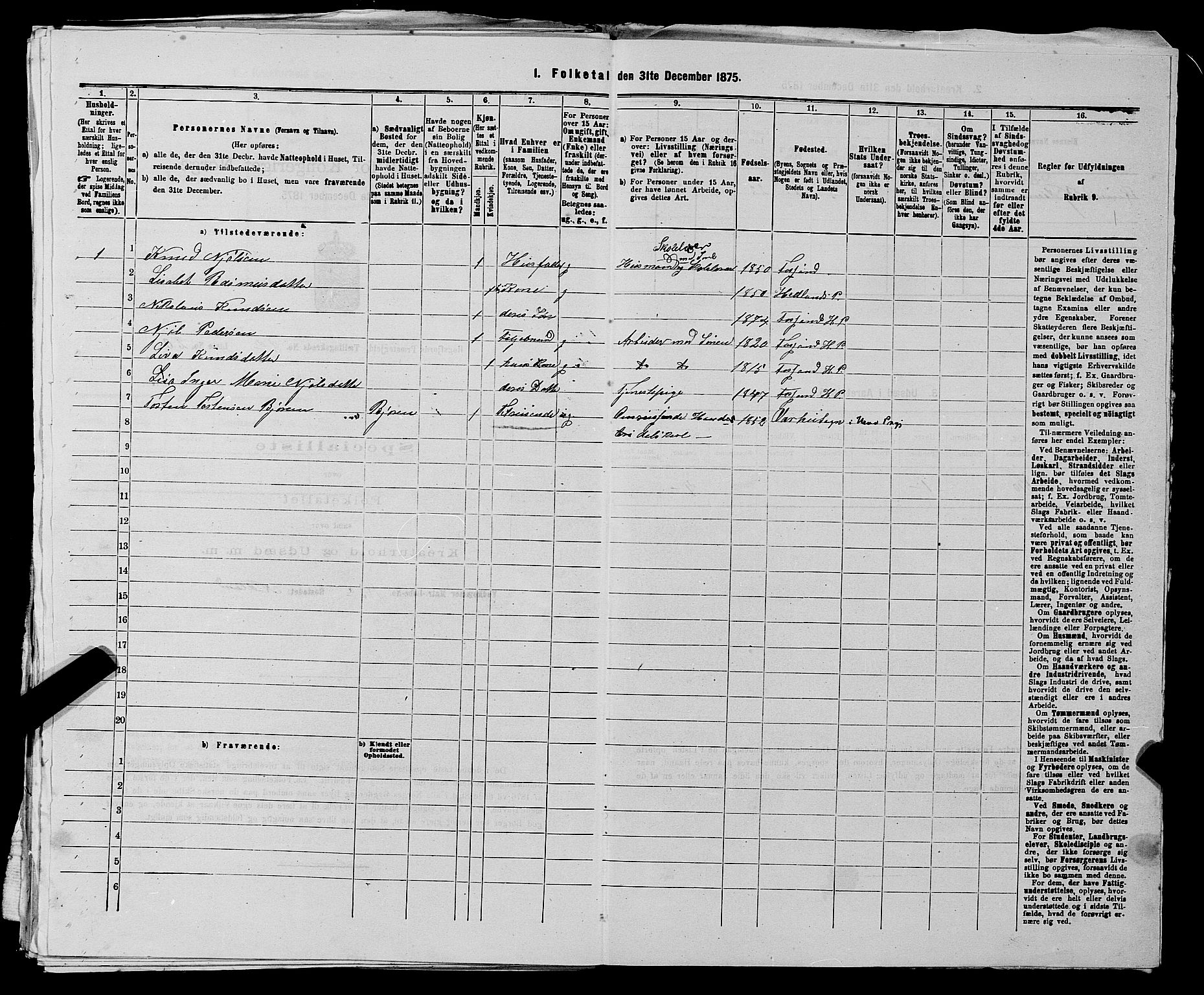 SAST, 1875 census for 1128P Høgsfjord, 1875, p. 714