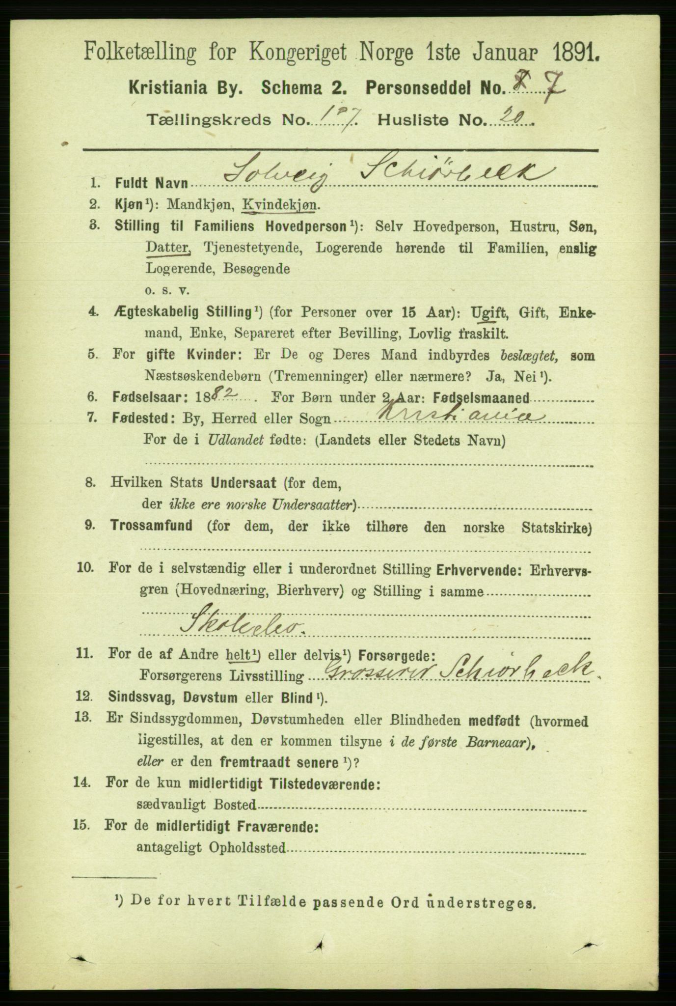 RA, 1891 census for 0301 Kristiania, 1891, p. 54958