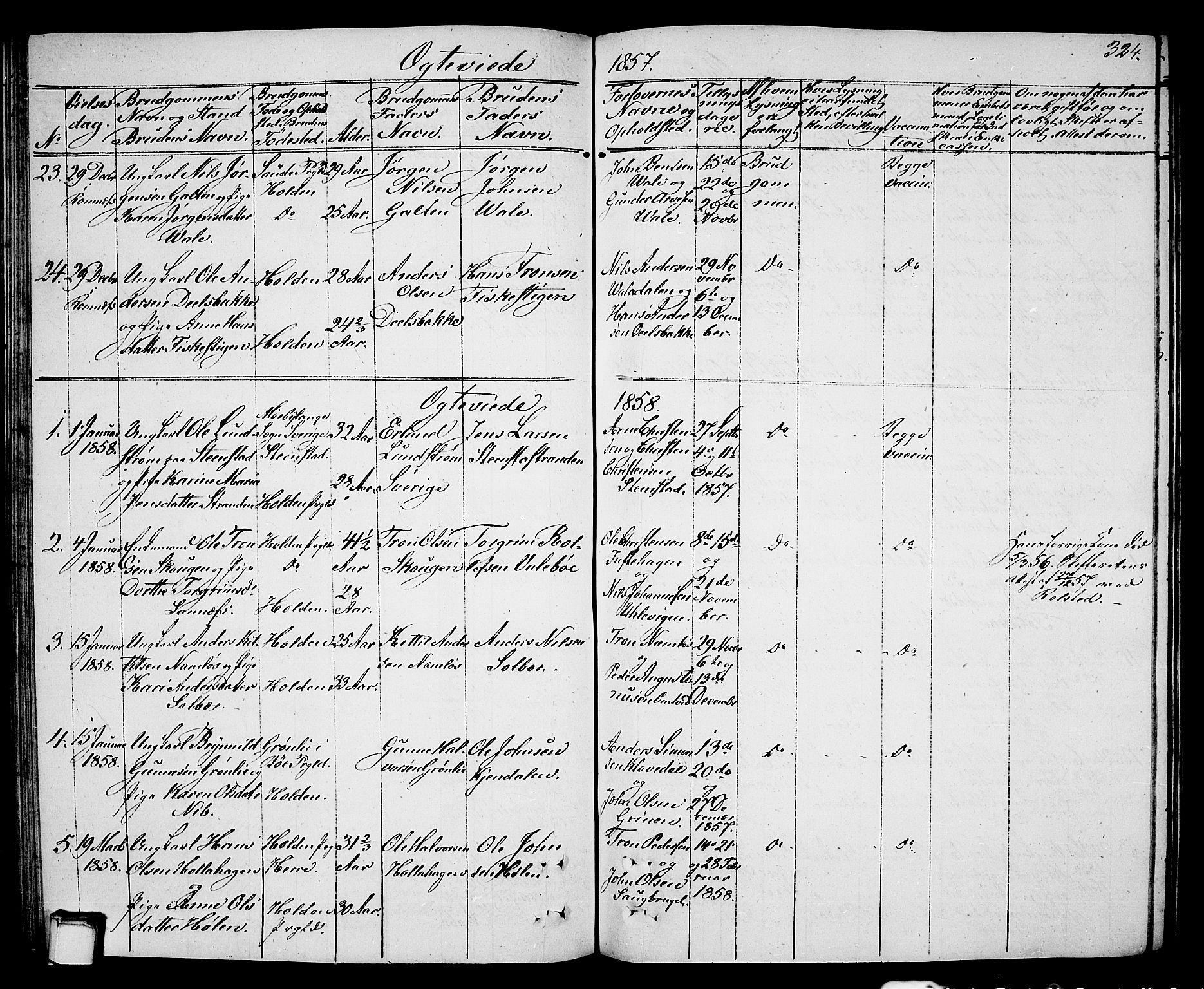 Holla kirkebøker, SAKO/A-272/G/Ga/L0003: Parish register (copy) no. I 3, 1849-1866, p. 324