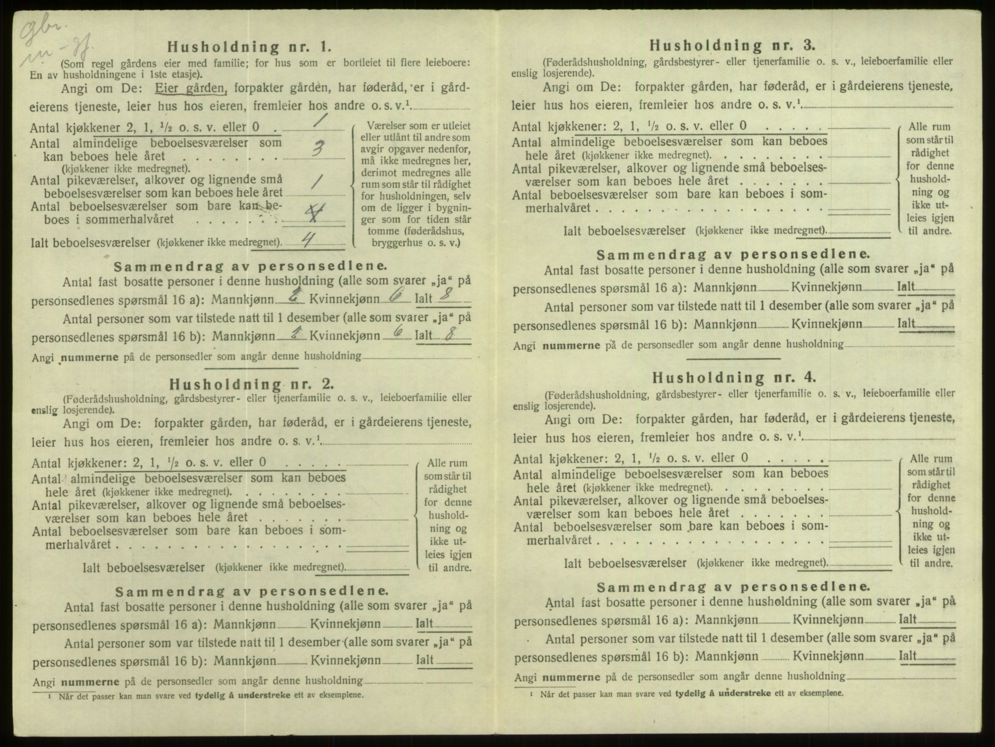 SAB, 1920 census for Hornindal, 1920, p. 108