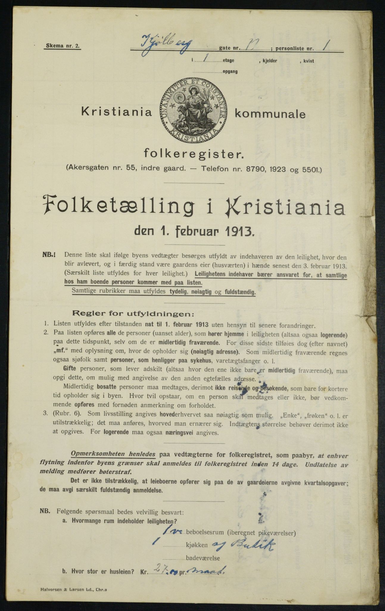 OBA, Municipal Census 1913 for Kristiania, 1913, p. 51232