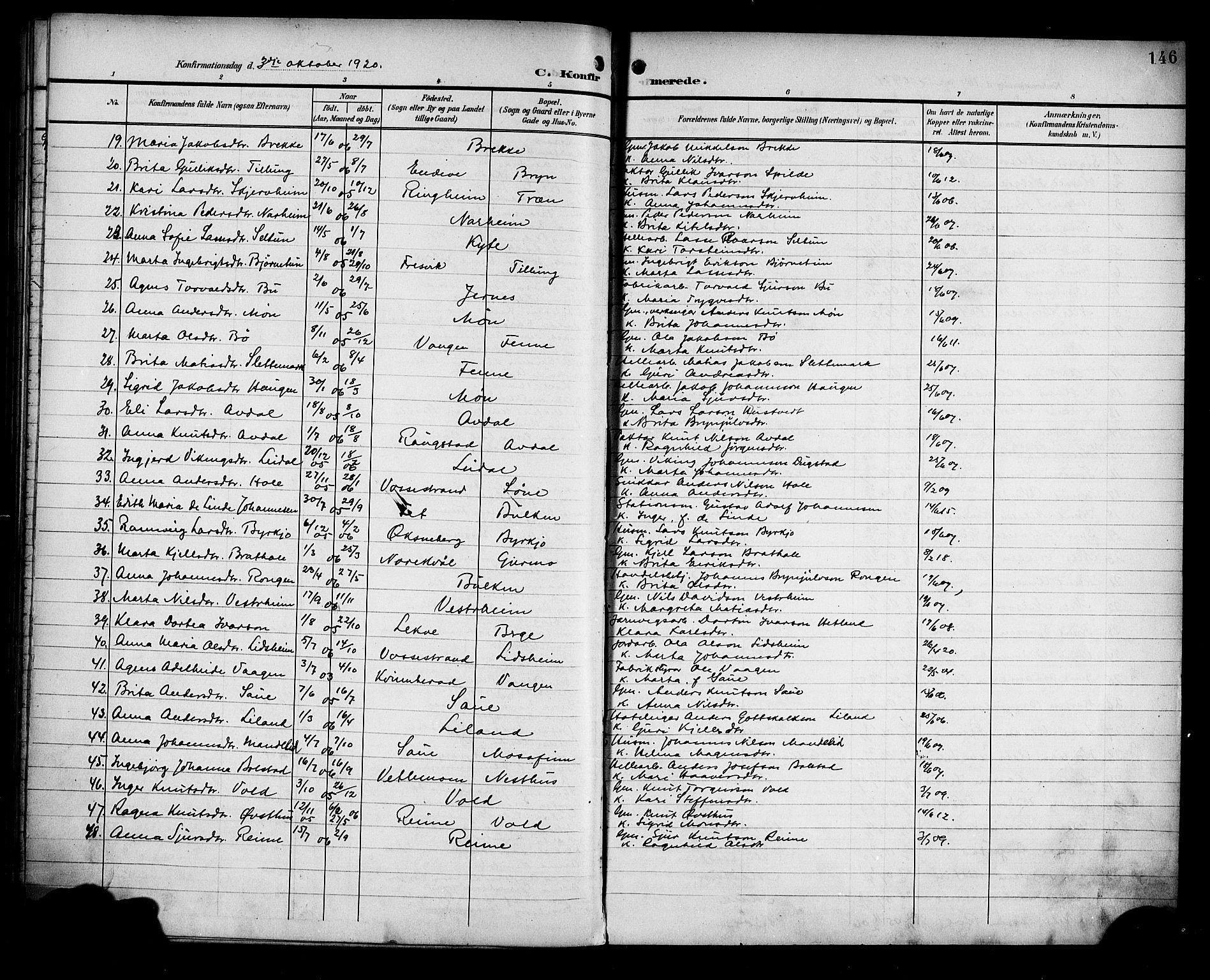 Voss sokneprestembete, SAB/A-79001/H/Haa: Parish register (official) no. B 2, 1899-1922, p. 146