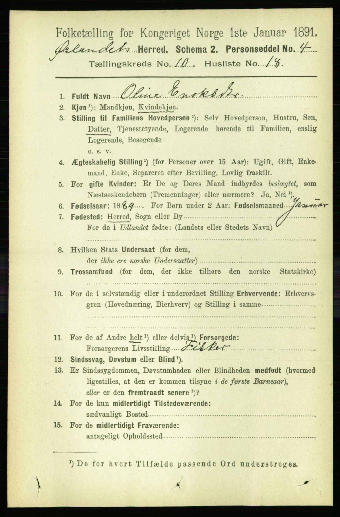 RA, 1891 census for 1621 Ørland, 1891, p. 4310