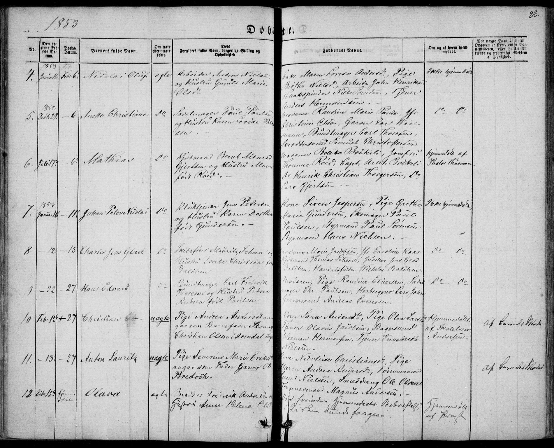 Tønsberg kirkebøker, SAKO/A-330/F/Fa/L0007: Parish register (official) no. I 7, 1845-1854, p. 88