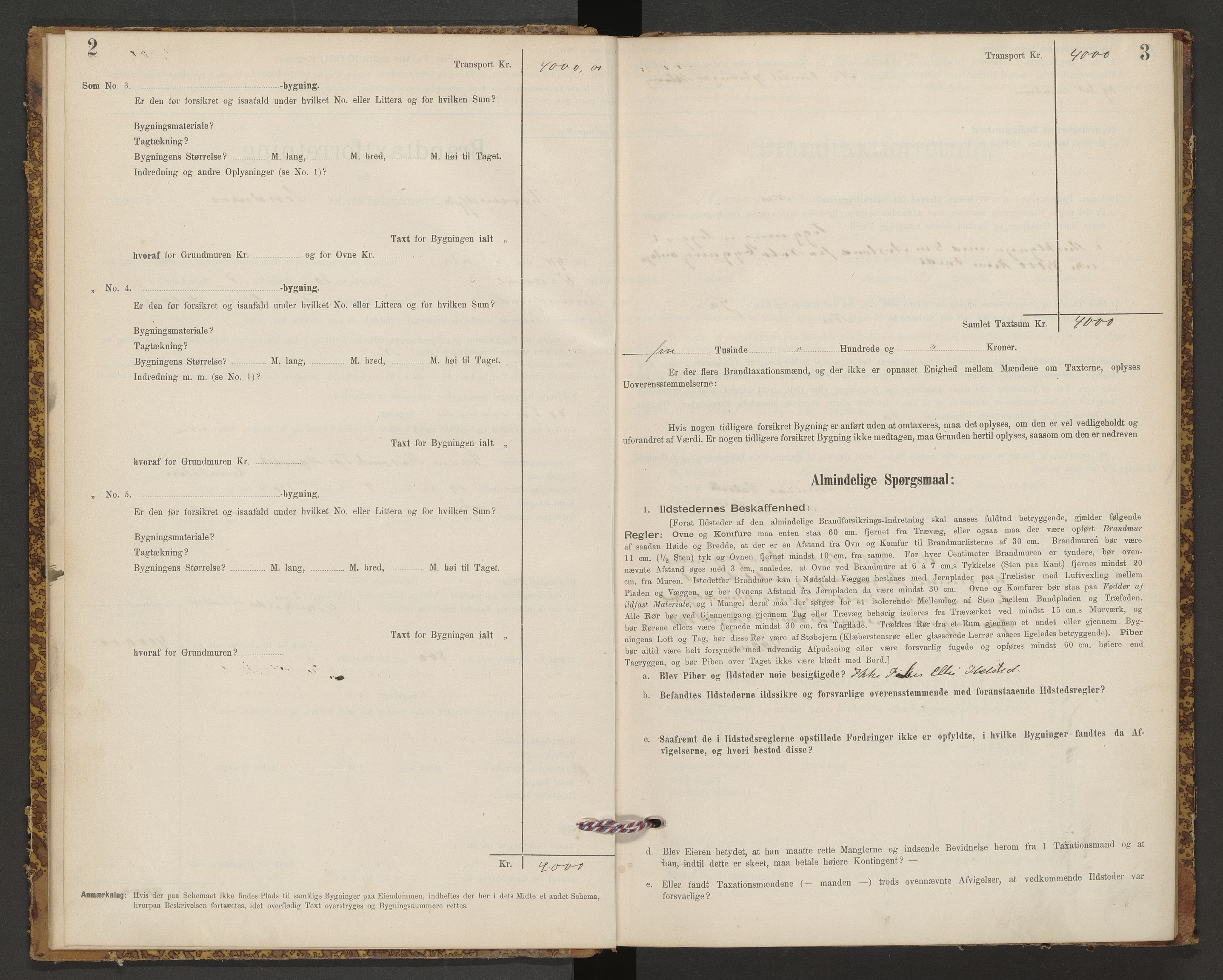 Norges Brannkasse Hjørundfjord, AV/SAT-A-5490/F/Fb/L0001: Branntakstprotokoll, 1911-1949, p. 2-3