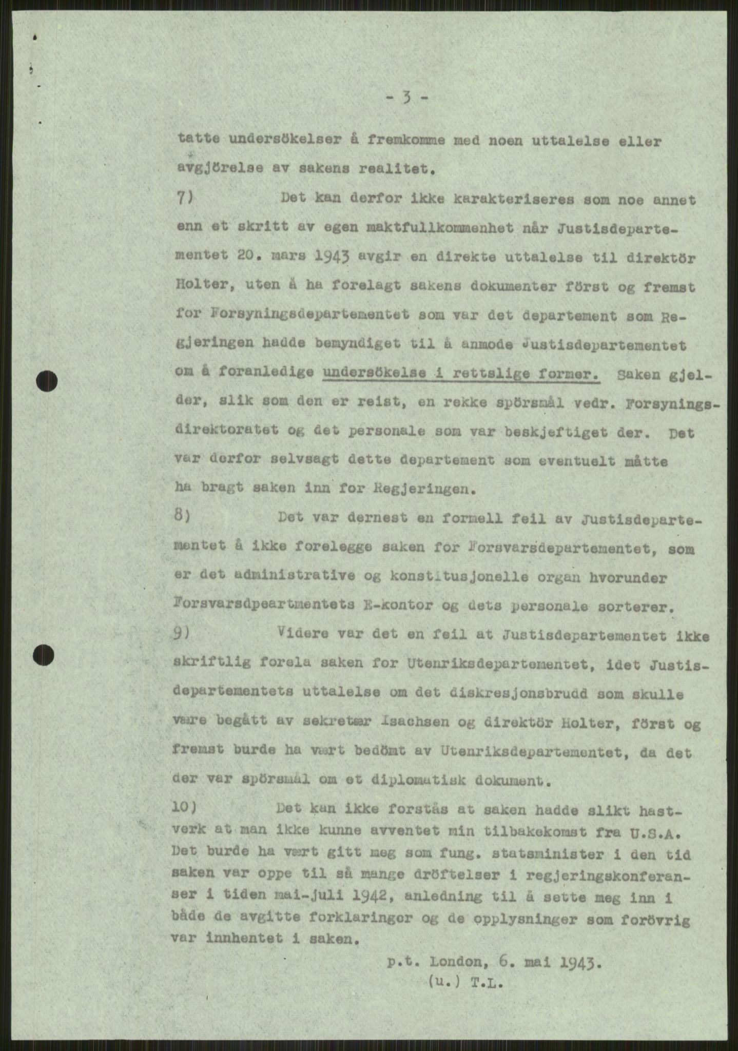 Lie, Trygve, AV/RA-PA-1407/D/L0005: Blandet korrespondanse., 1941-1945, p. 677