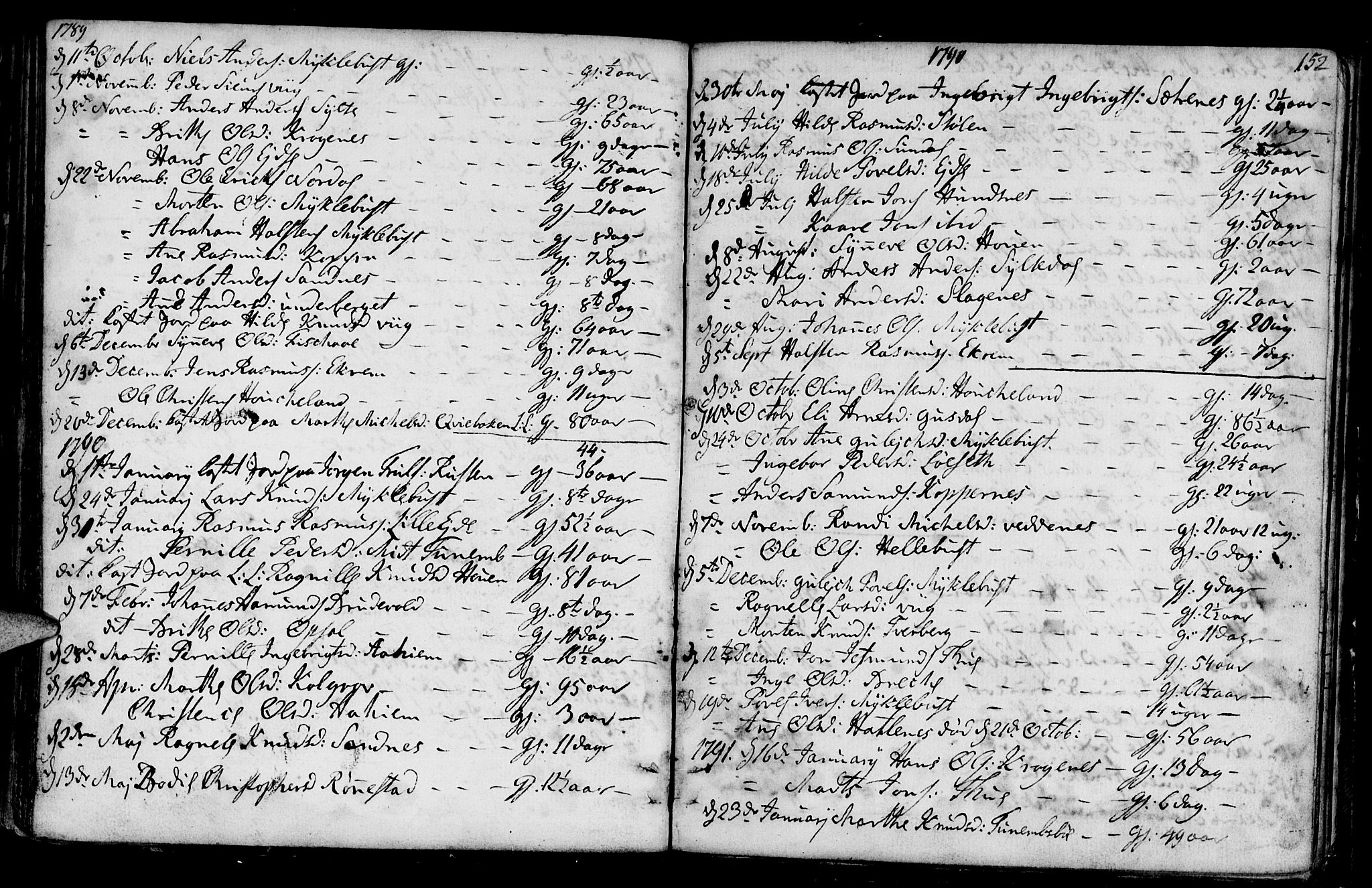 Ministerialprotokoller, klokkerbøker og fødselsregistre - Møre og Romsdal, AV/SAT-A-1454/501/L0002: Parish register (official) no. 501A02, 1760-1816, p. 152