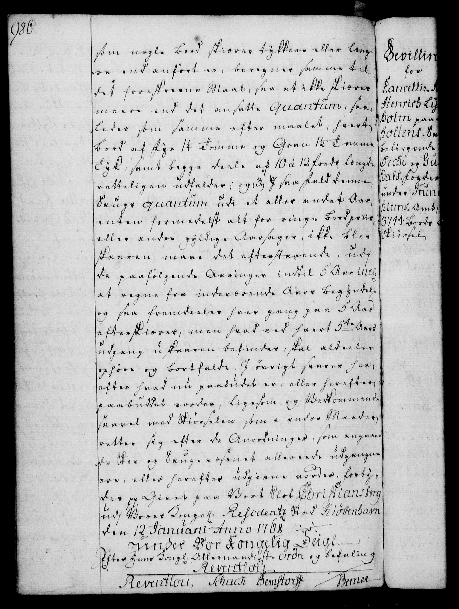 Rentekammeret, Kammerkanselliet, RA/EA-3111/G/Gg/Gga/L0007: Norsk ekspedisjonsprotokoll med register (merket RK 53.7), 1759-1768, p. 986