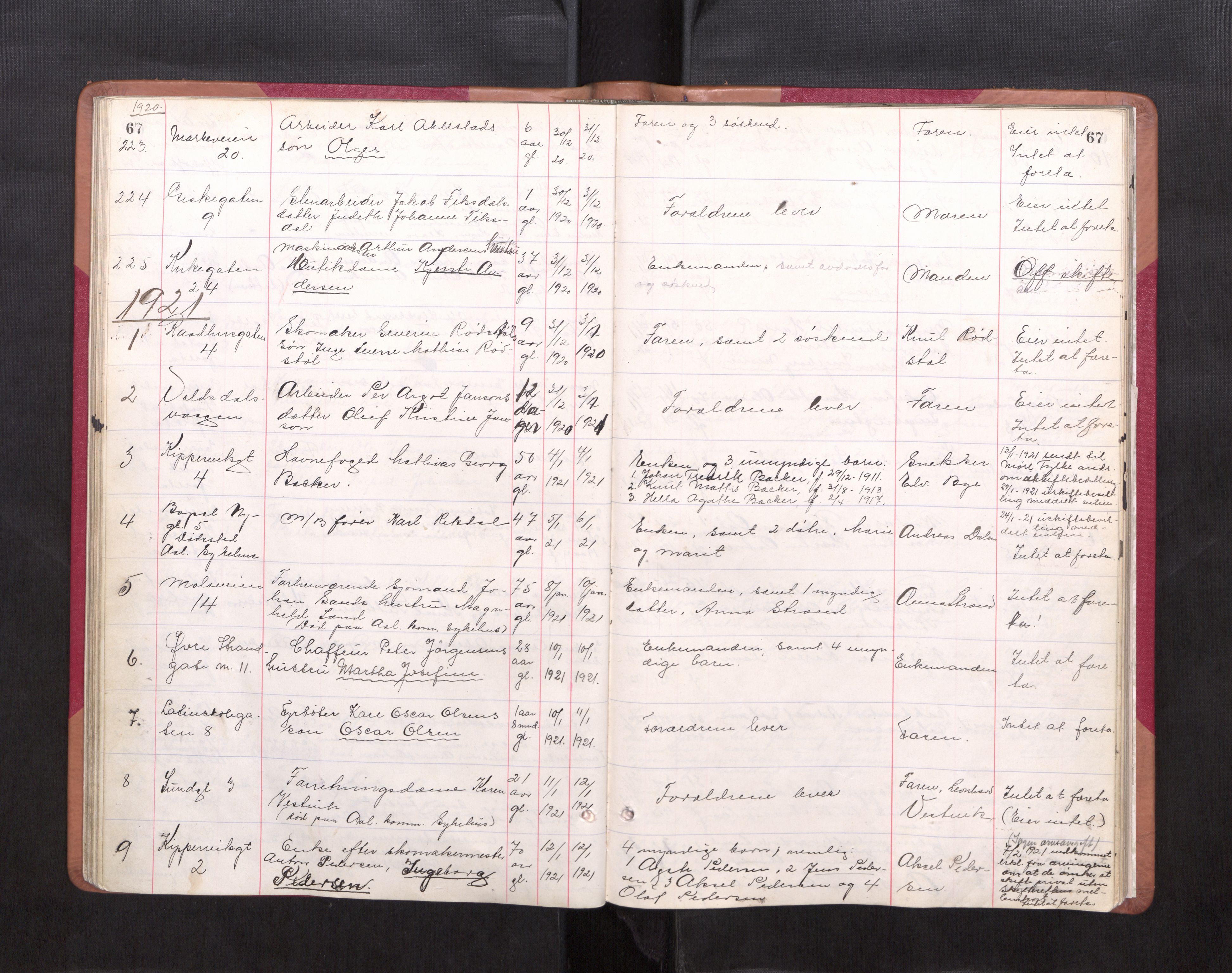 Ålesund byfogd, AV/SAT-A-4384/0001/03/03L/L0005: Dødsanmeldelsprotokoll, 1917-1927, p. 67
