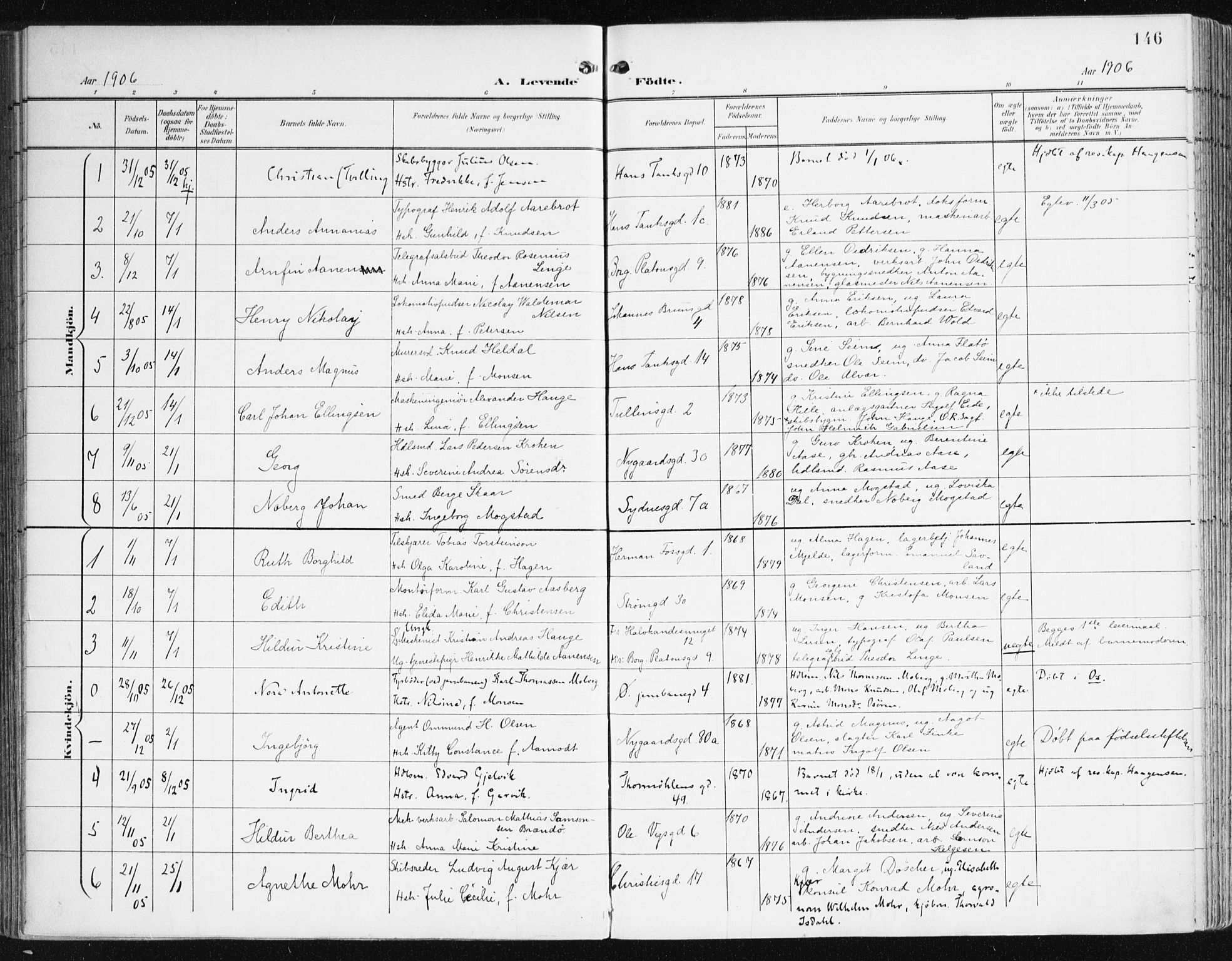 Johanneskirken sokneprestembete, AV/SAB-A-76001/H/Haa/L0002: Parish register (official) no. A 2, 1900-1912, p. 146