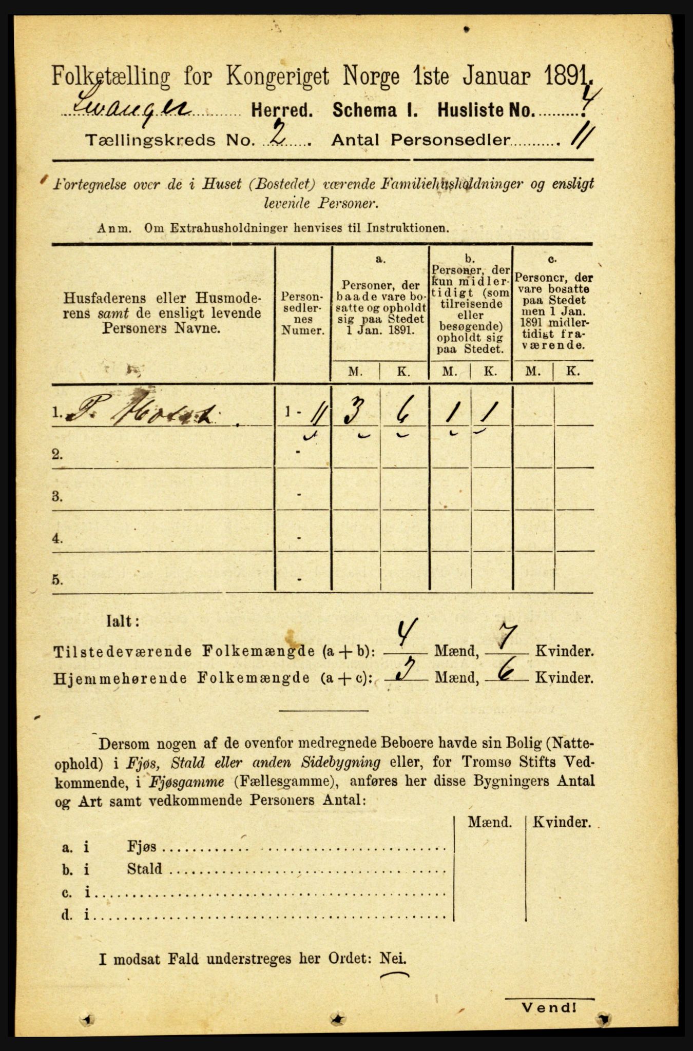 RA, 1891 census for 1720 Levanger, 1891, p. 745