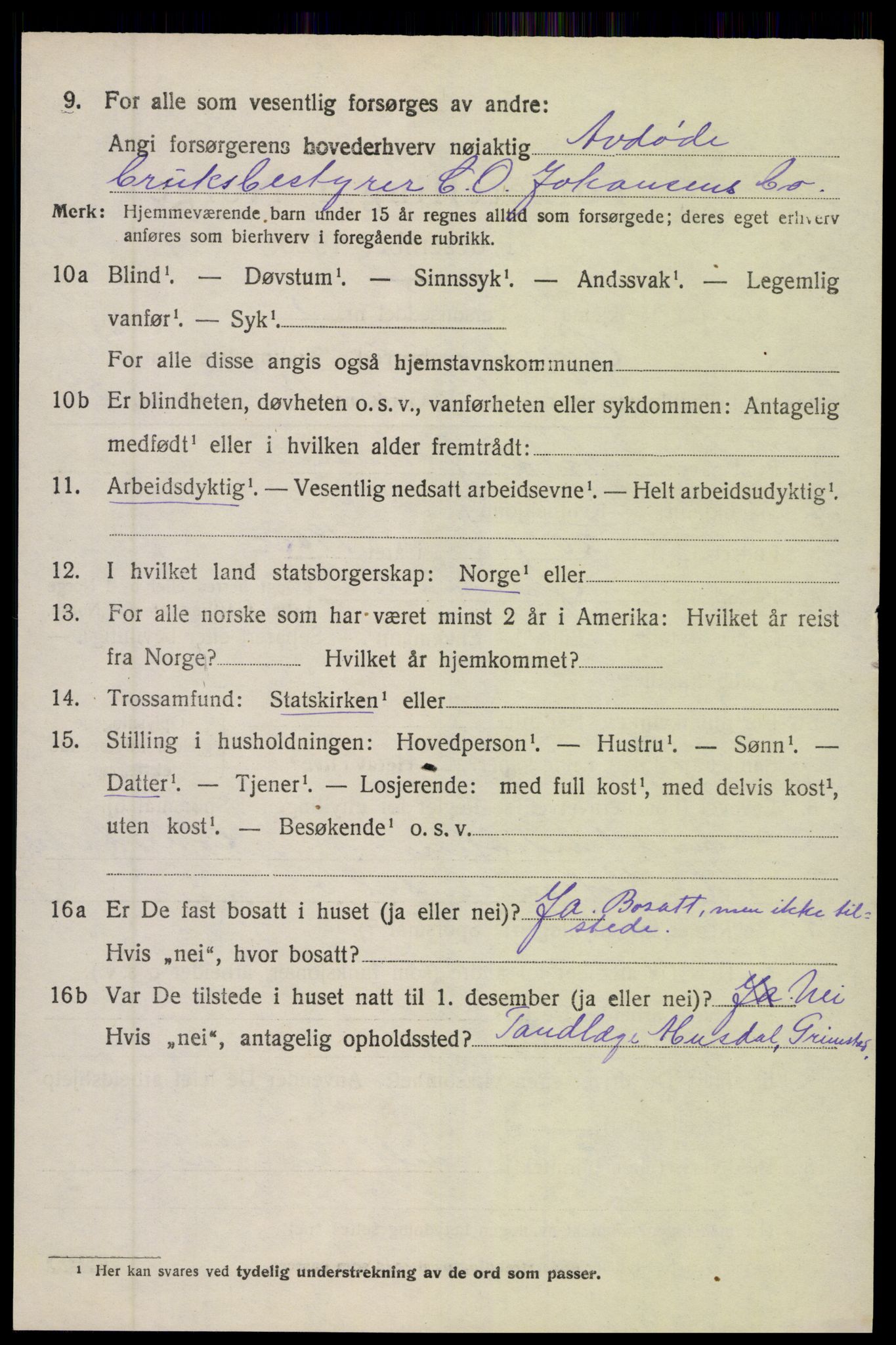 SAK, 1920 census for Øyestad, 1920, p. 3687