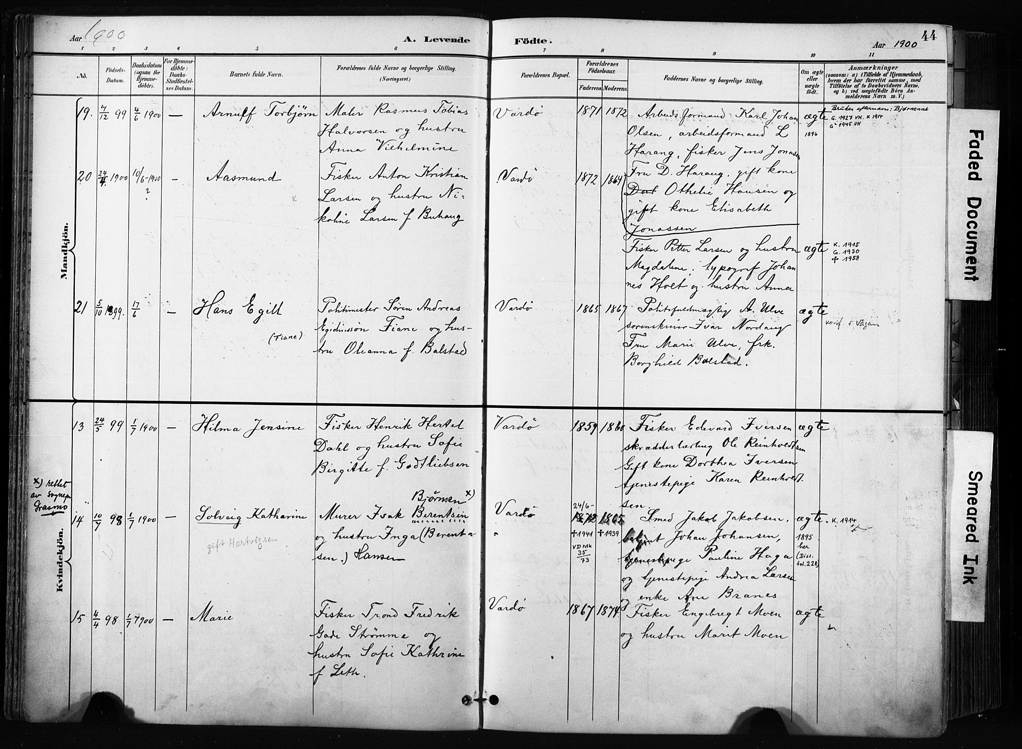 Vardø sokneprestkontor, SATØ/S-1332/H/Ha/L0010kirke: Parish register (official) no. 10, 1895-1907, p. 44