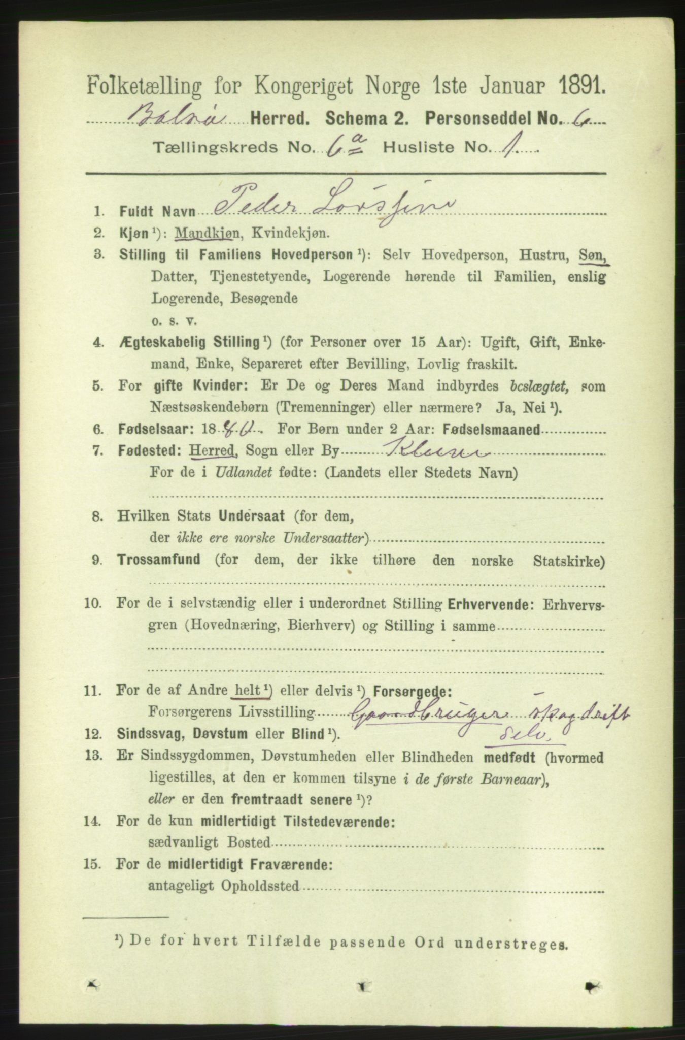 RA, 1891 census for 1544 Bolsøy, 1891, p. 3733