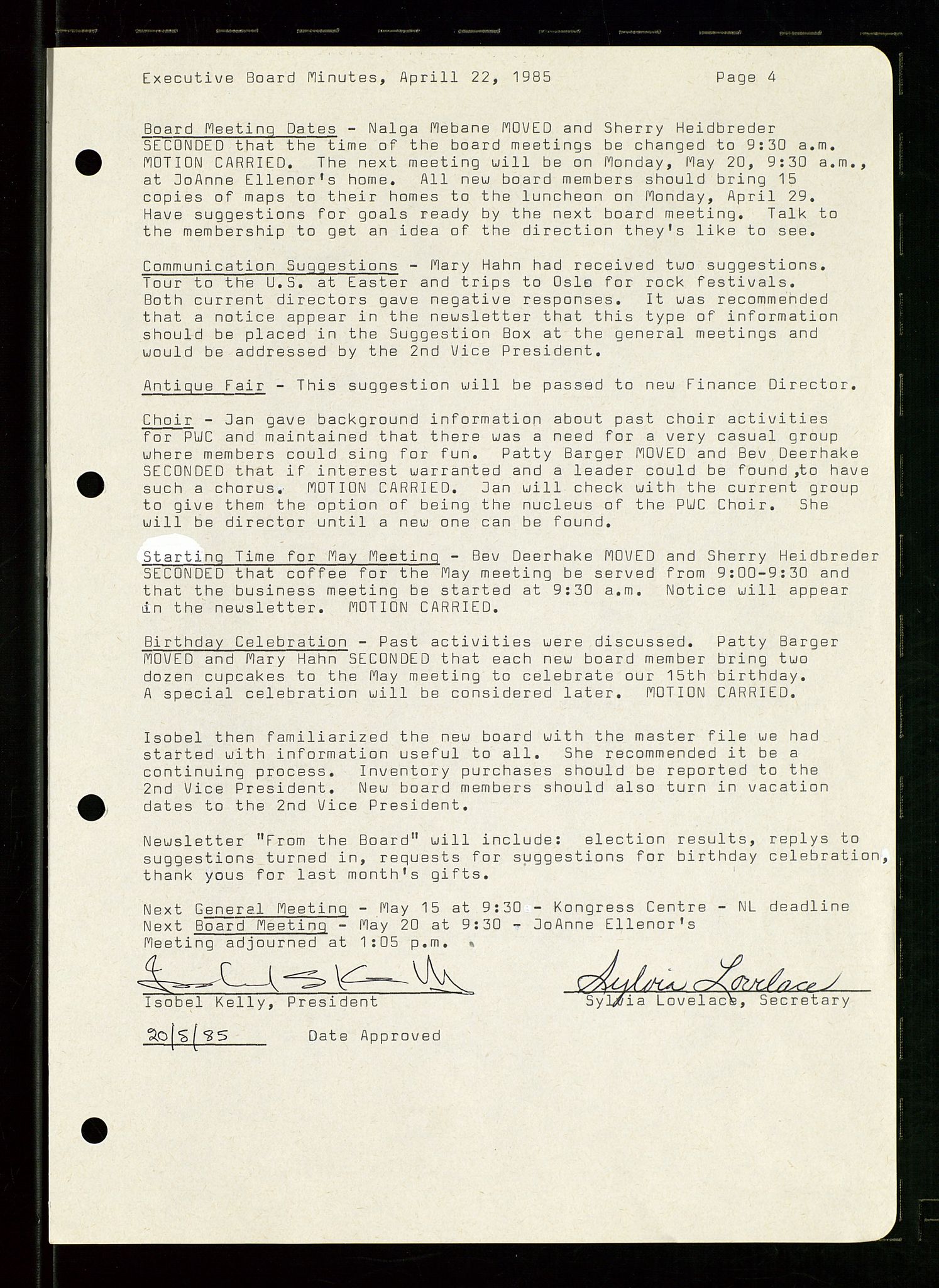 PA 1547 - Petroleum Wives Club, AV/SAST-A-101974/D/Da/L0002: President's file, 1980-1985