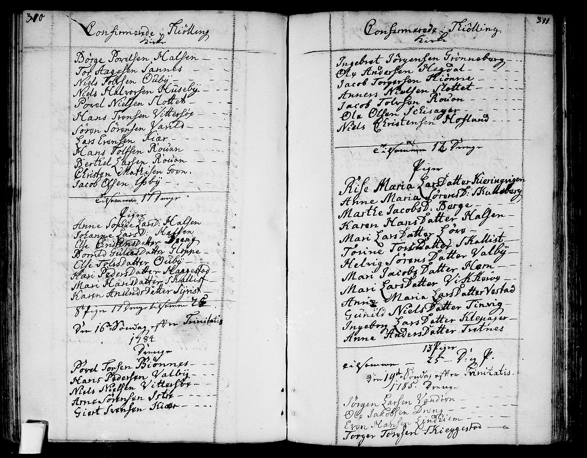 Tjølling kirkebøker, SAKO/A-60/F/Fa/L0004: Parish register (official) no. 4, 1779-1817, p. 310-311