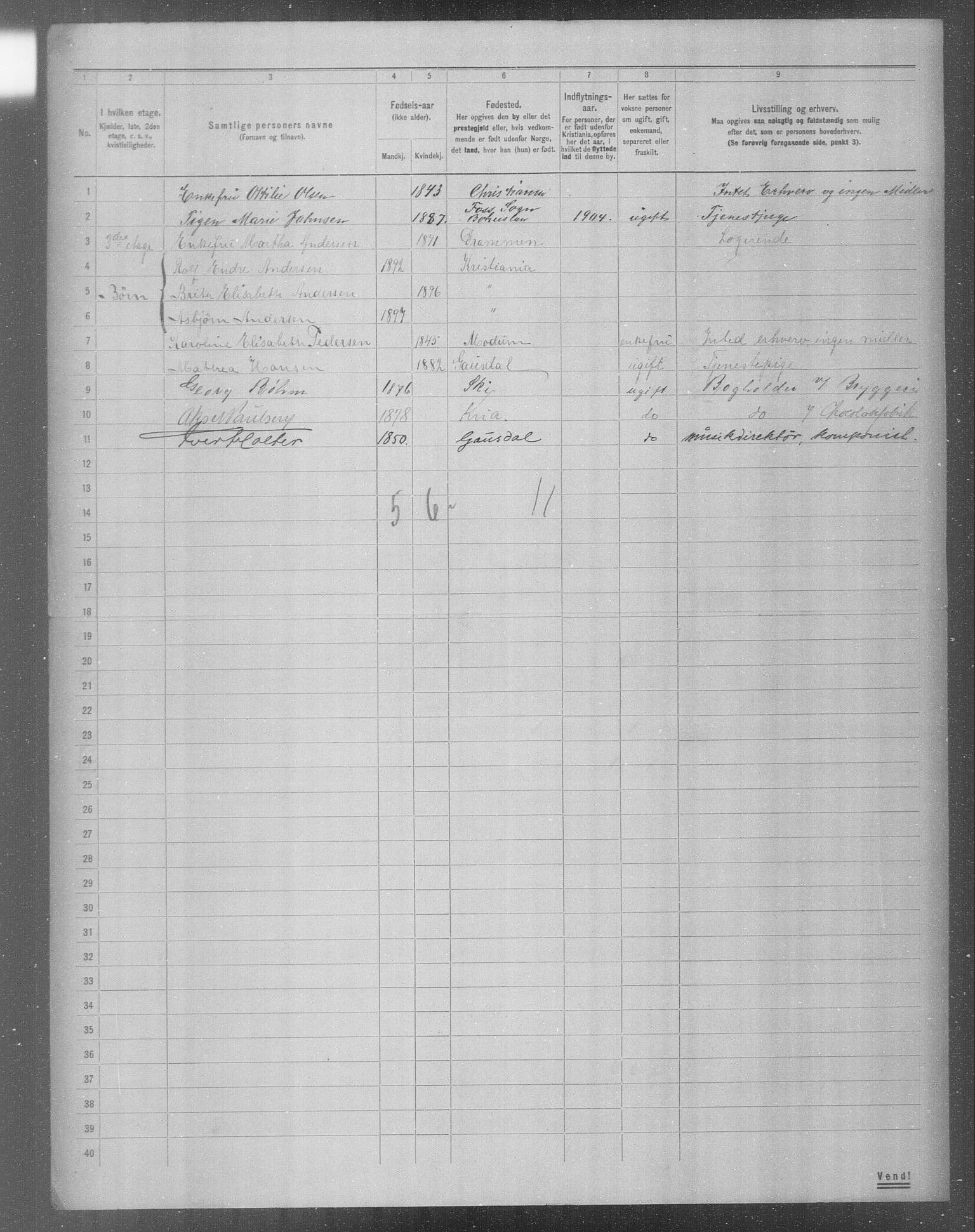 OBA, Municipal Census 1904 for Kristiania, 1904, p. 8121