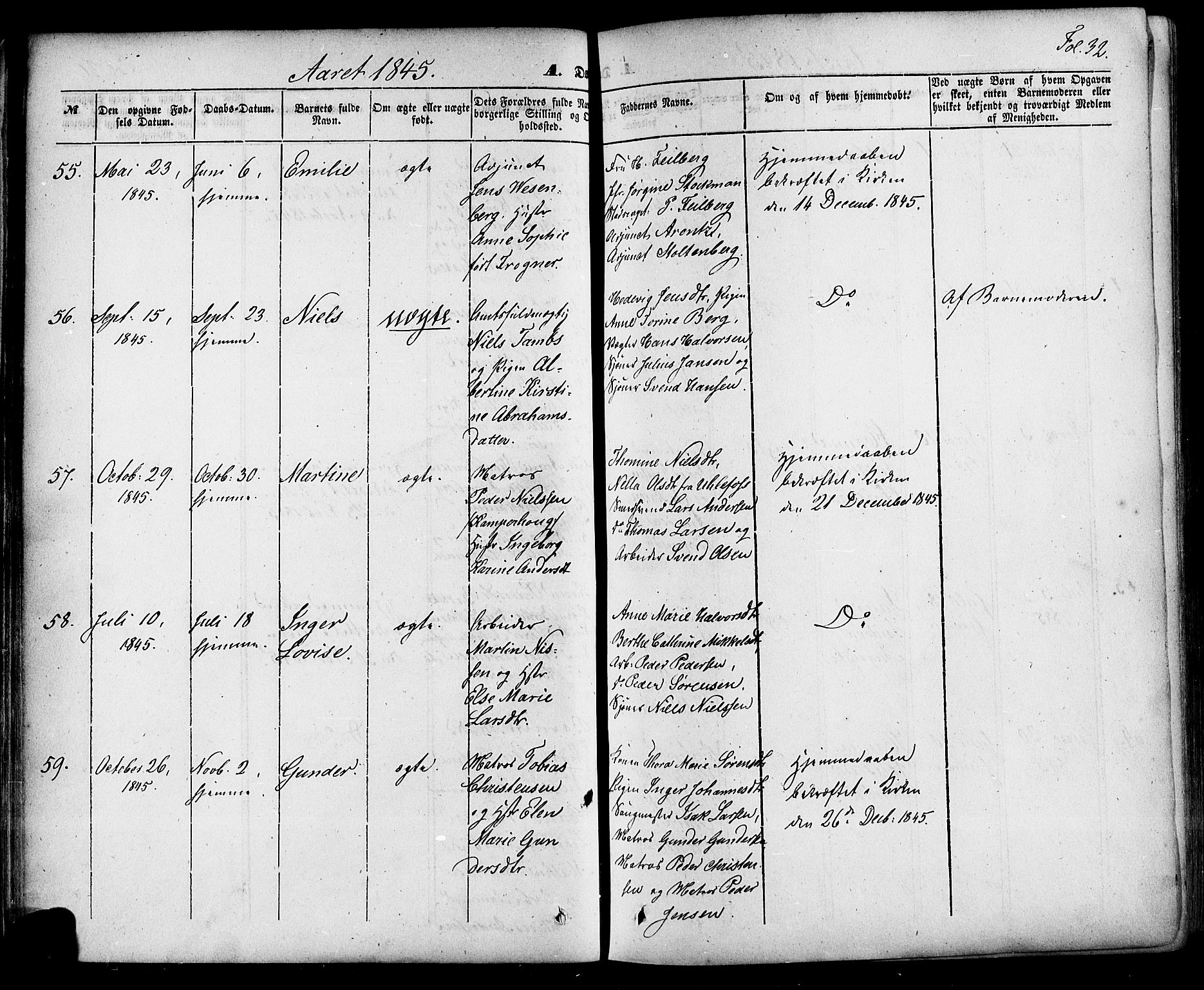 Skien kirkebøker, AV/SAKO-A-302/F/Fa/L0006a: Parish register (official) no. 6A, 1843-1856, p. 32