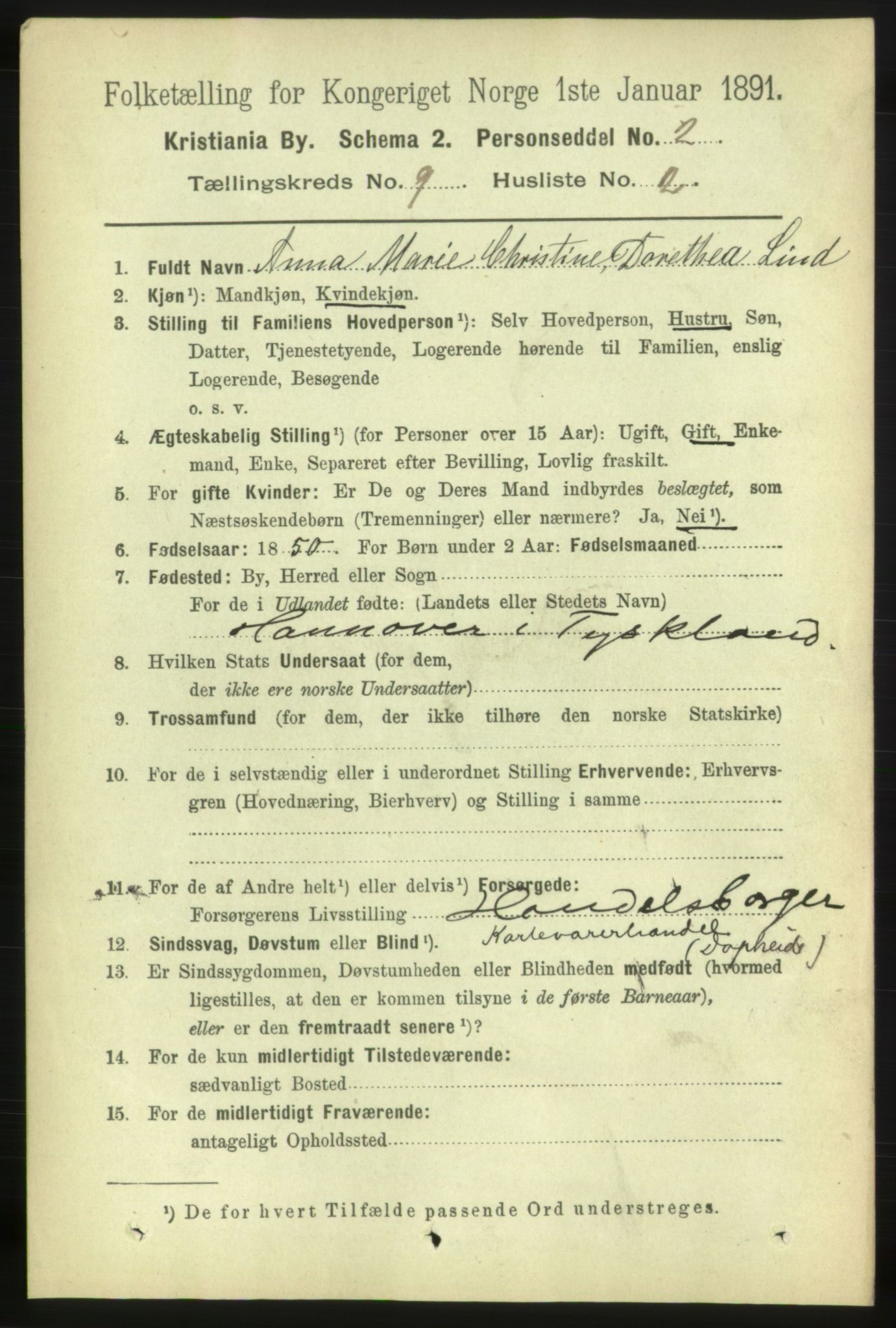 RA, 1891 census for 0301 Kristiania, 1891, p. 4016