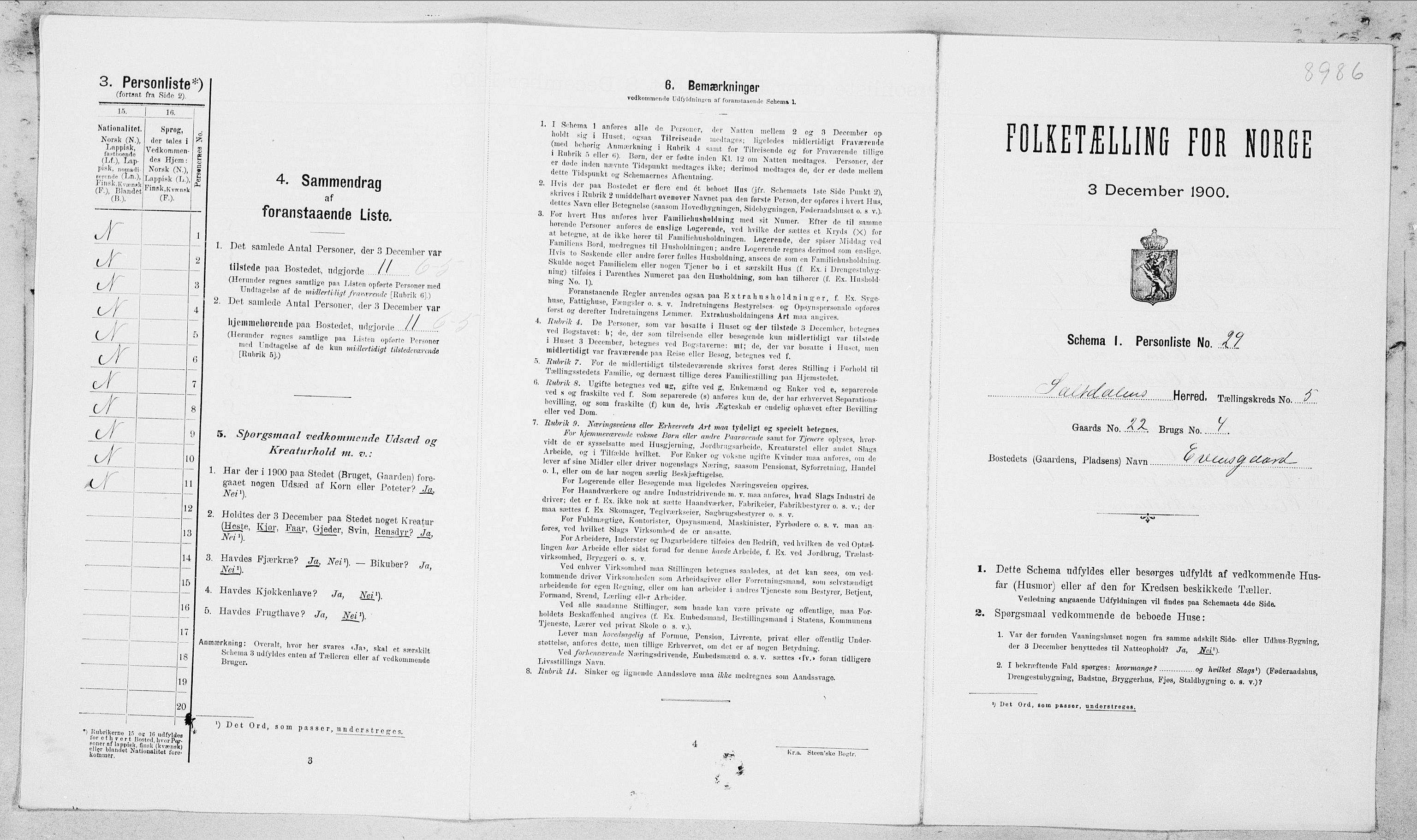 SAT, 1900 census for Saltdal, 1900, p. 706
