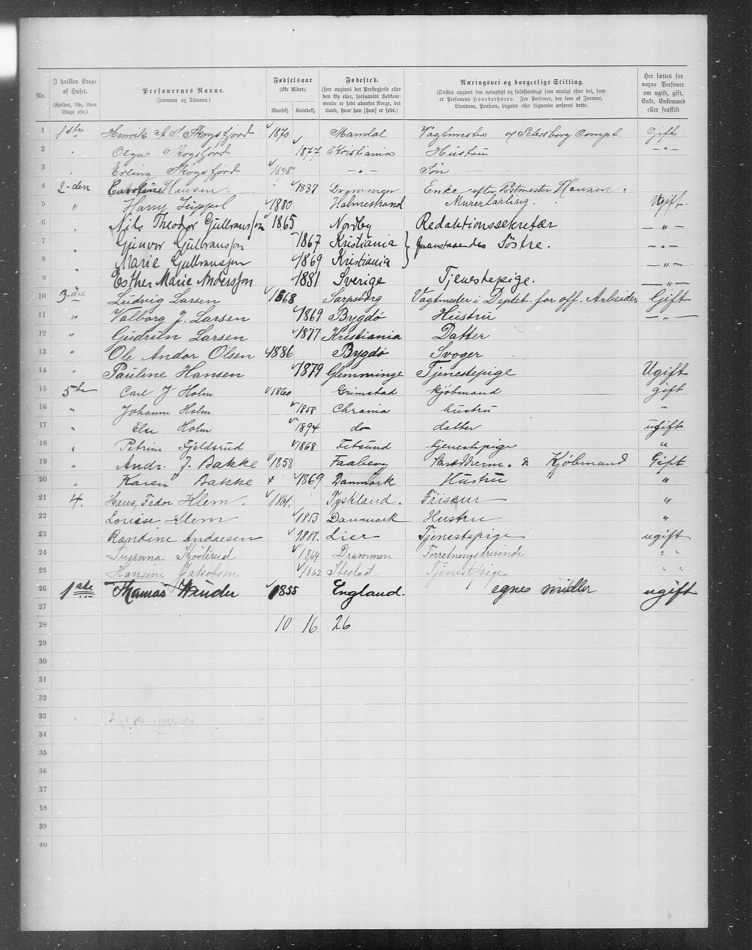 OBA, Municipal Census 1899 for Kristiania, 1899, p. 7136