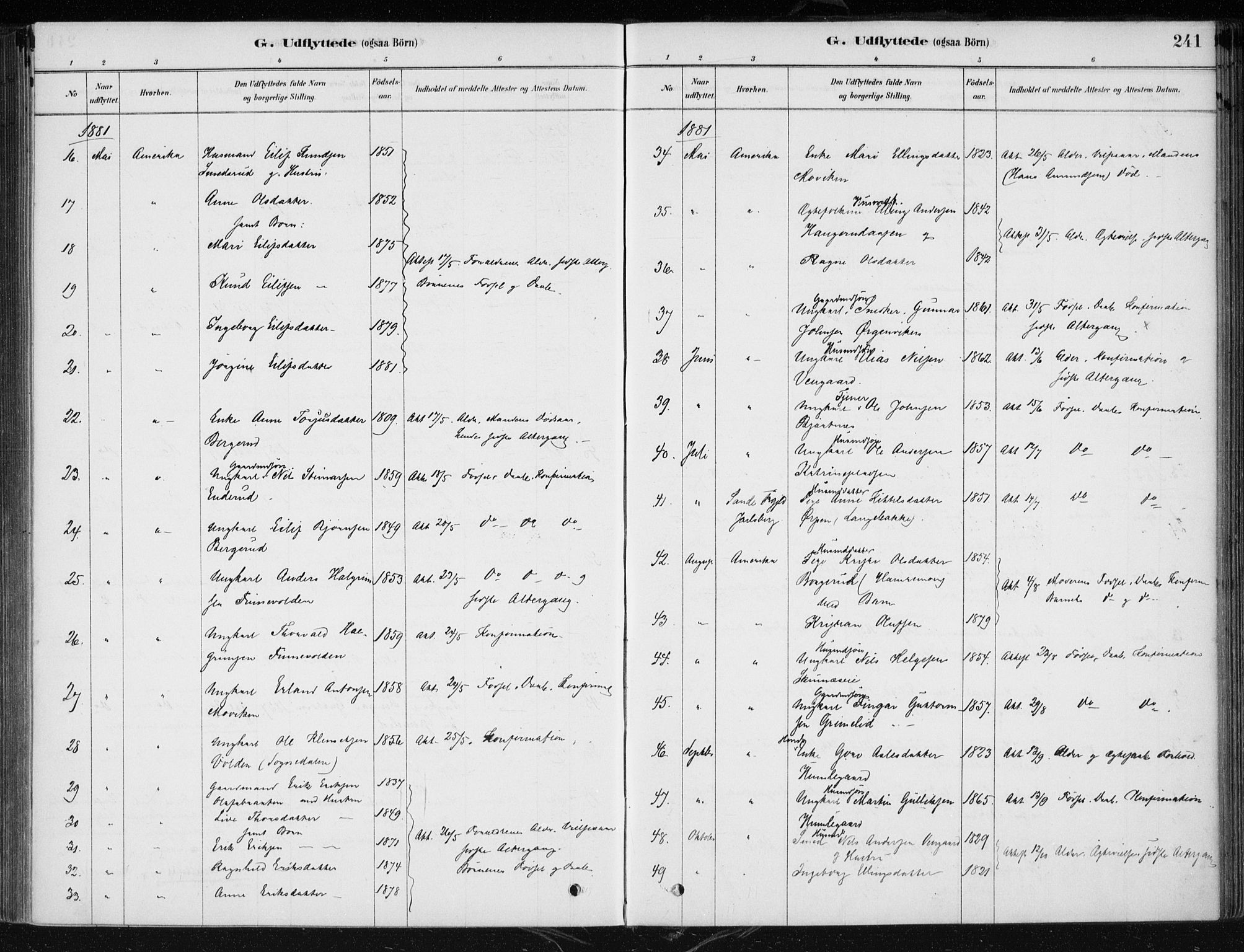 Krødsherad kirkebøker, AV/SAKO-A-19/F/Fa/L0005: Parish register (official) no. 5, 1879-1888, p. 241