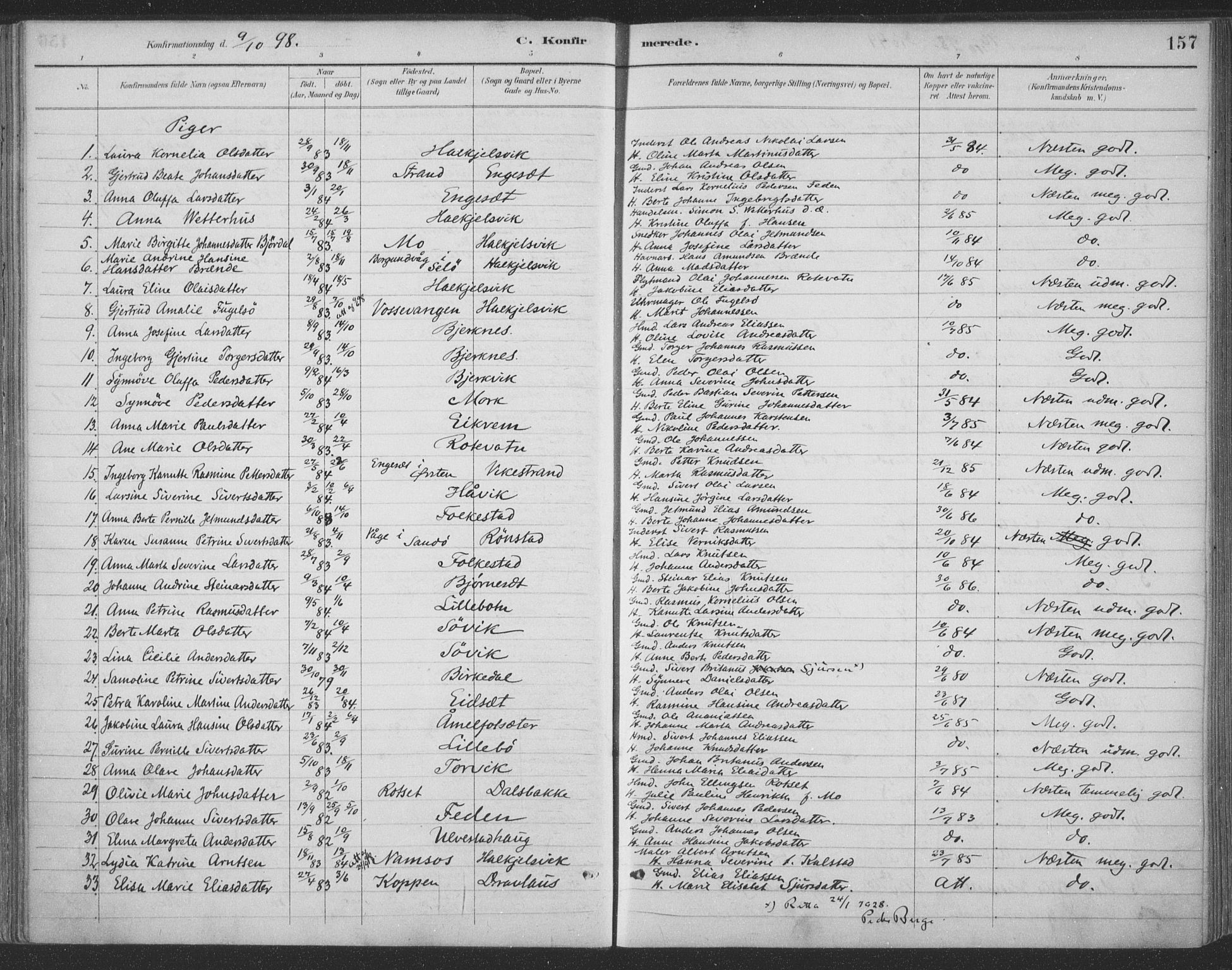 Ministerialprotokoller, klokkerbøker og fødselsregistre - Møre og Romsdal, AV/SAT-A-1454/511/L0142: Parish register (official) no. 511A09, 1891-1905, p. 157