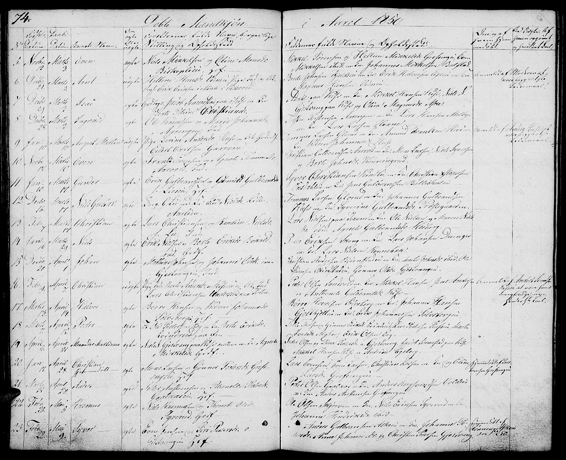 Nes prestekontor, Hedmark, AV/SAH-PREST-020/L/La/L0004: Parish register (copy) no. 4, 1832-1861, p. 74