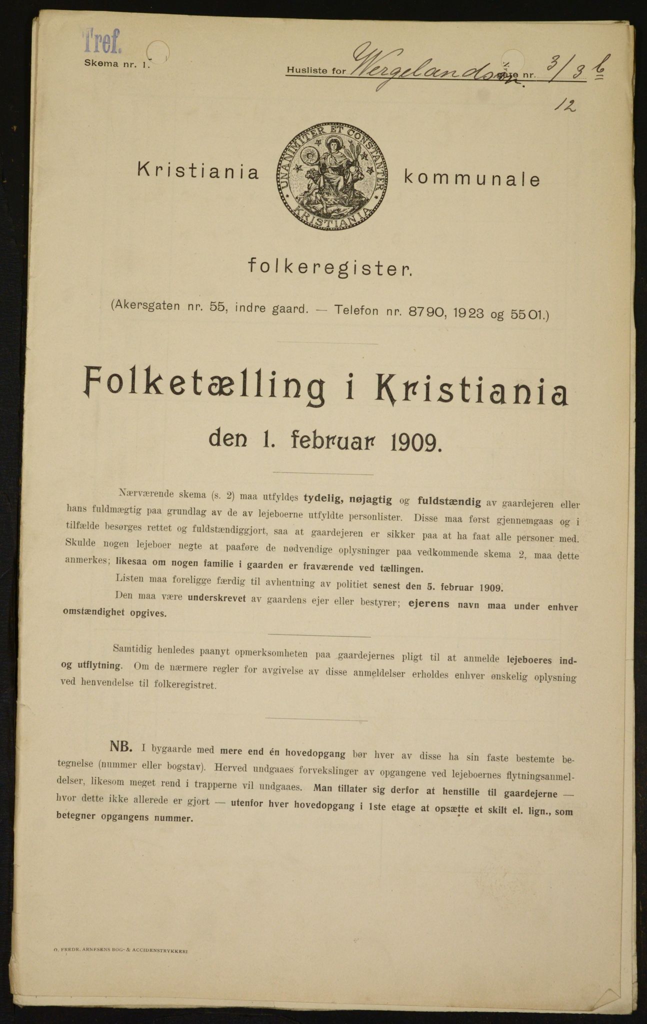 OBA, Municipal Census 1909 for Kristiania, 1909, p. 115959