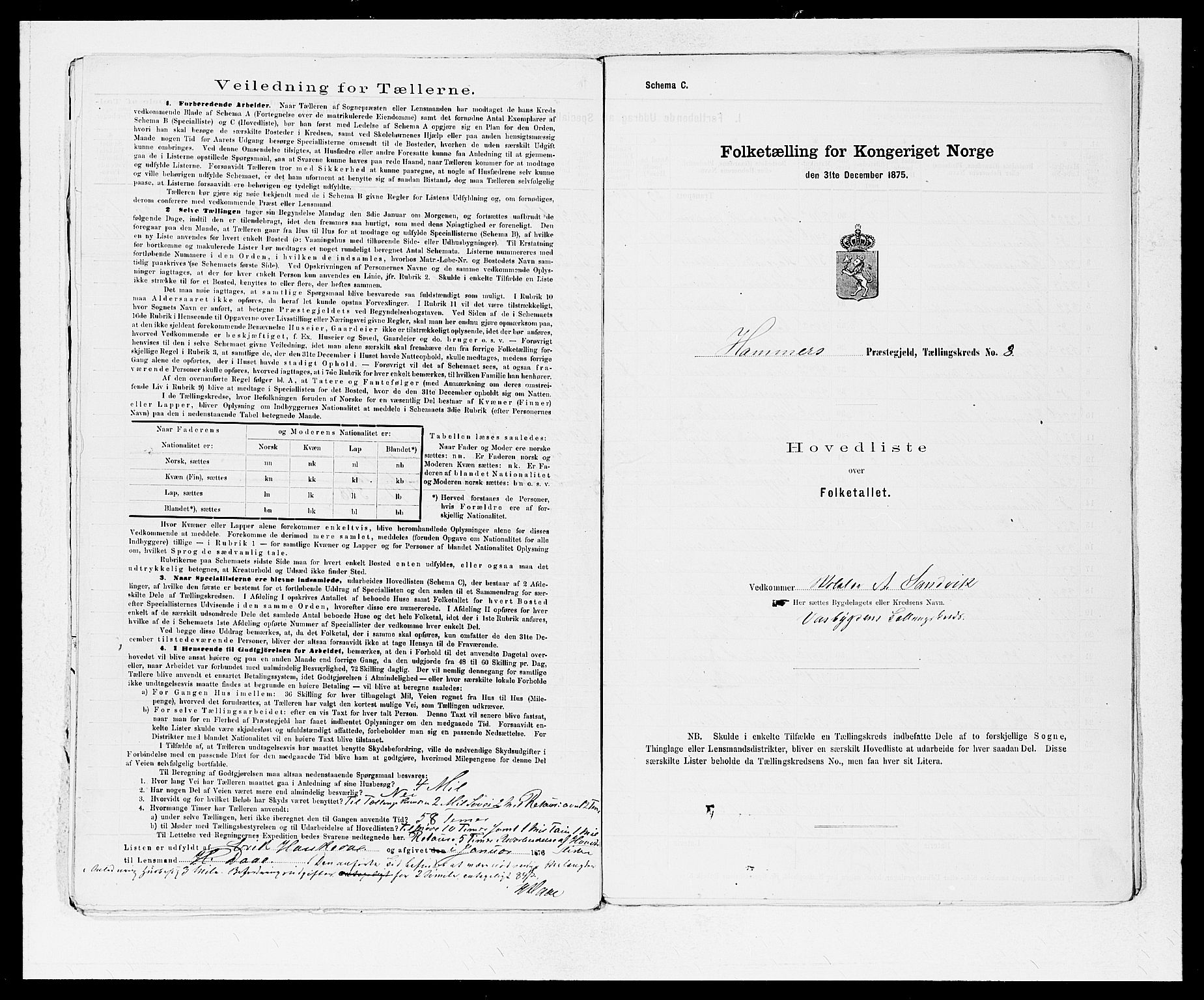 SAB, 1875 census for 1254P Hamre, 1875, p. 18