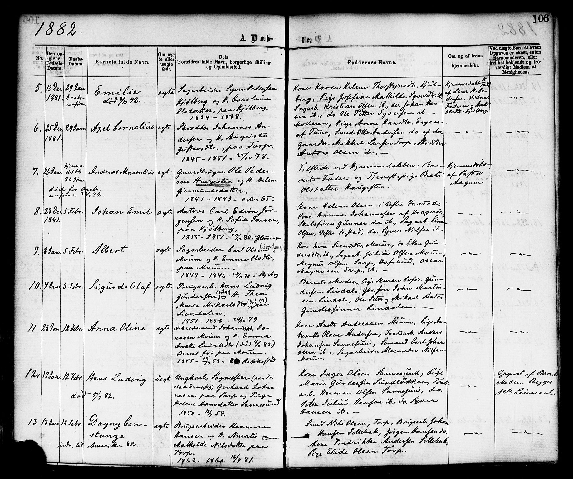 Borge prestekontor Kirkebøker, SAO/A-10903/F/Fa/L0007: Parish register (official) no. I 7, 1875-1886, p. 106