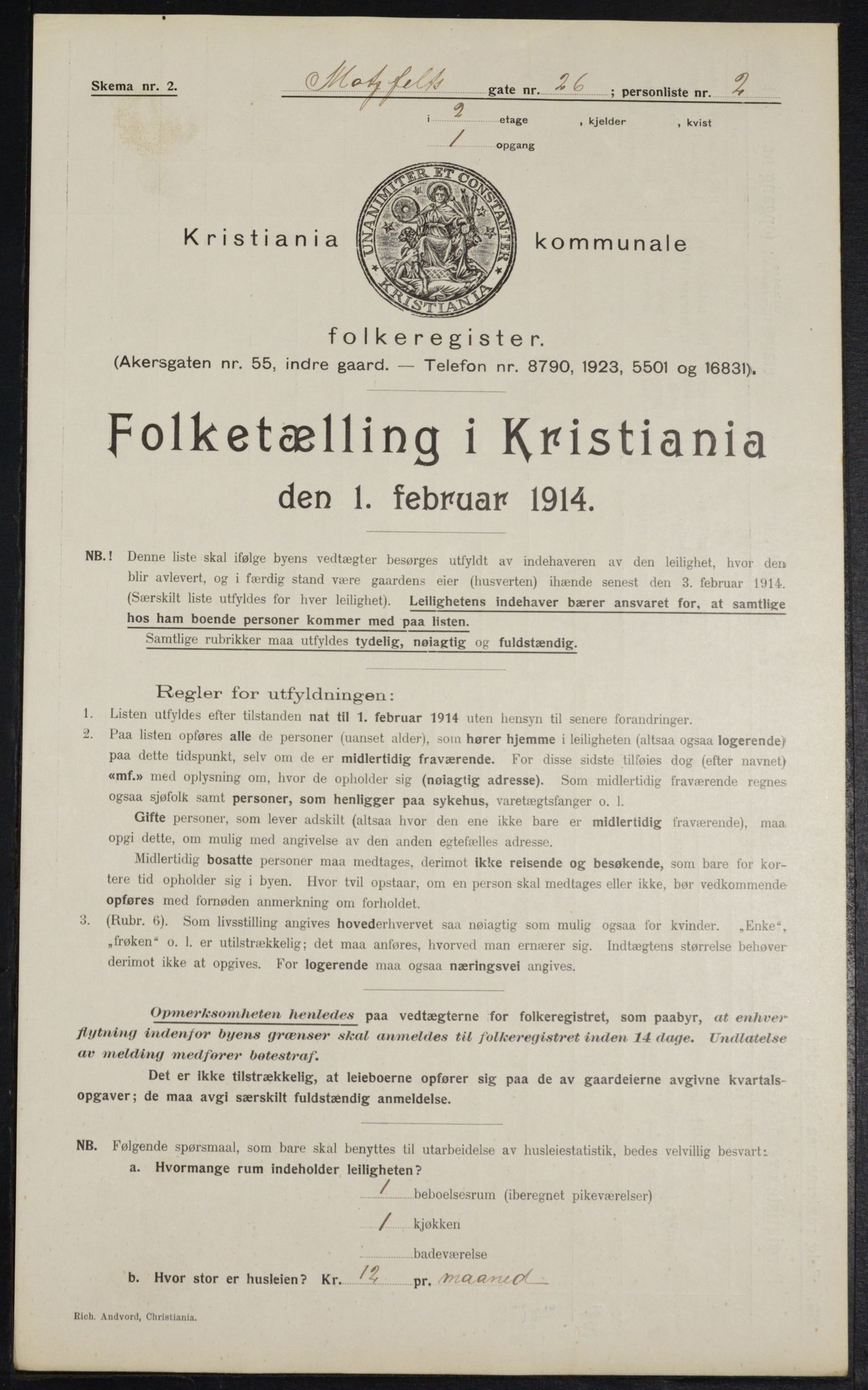 OBA, Municipal Census 1914 for Kristiania, 1914, p. 66389