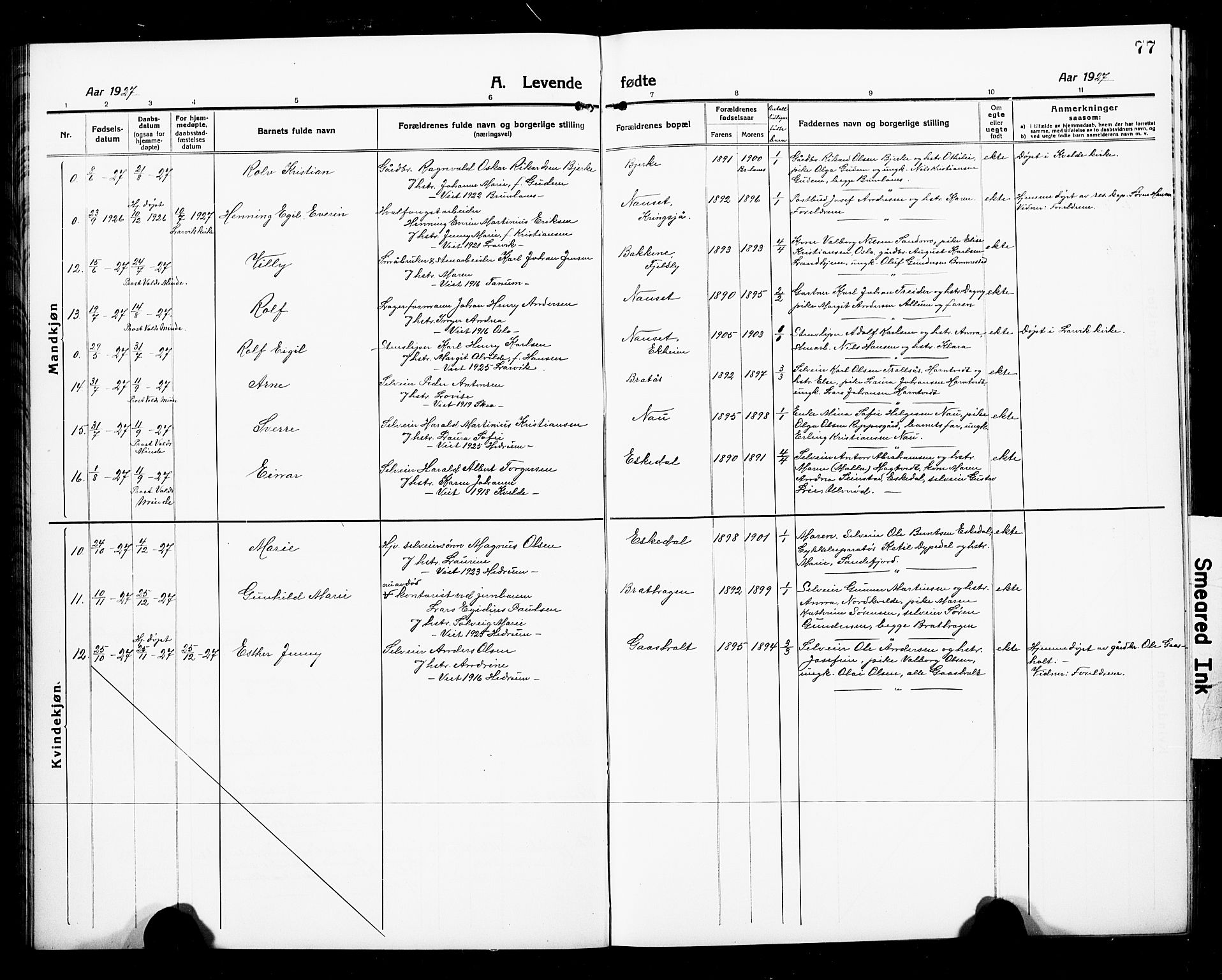 Hedrum kirkebøker, AV/SAKO-A-344/G/Ga/L0005: Parish register (copy) no. I 5, 1916-1930, p. 77