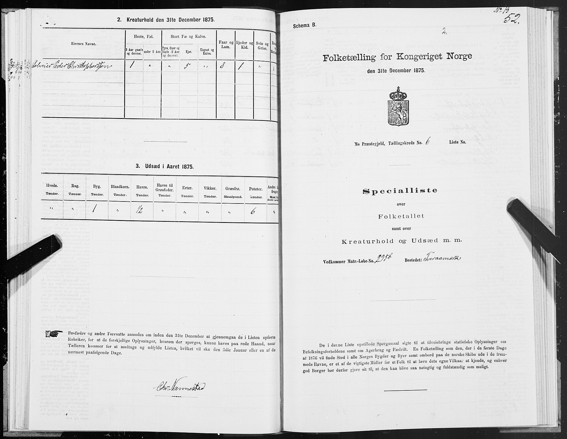 SAT, 1875 census for 1833P Mo, 1875, p. 3052