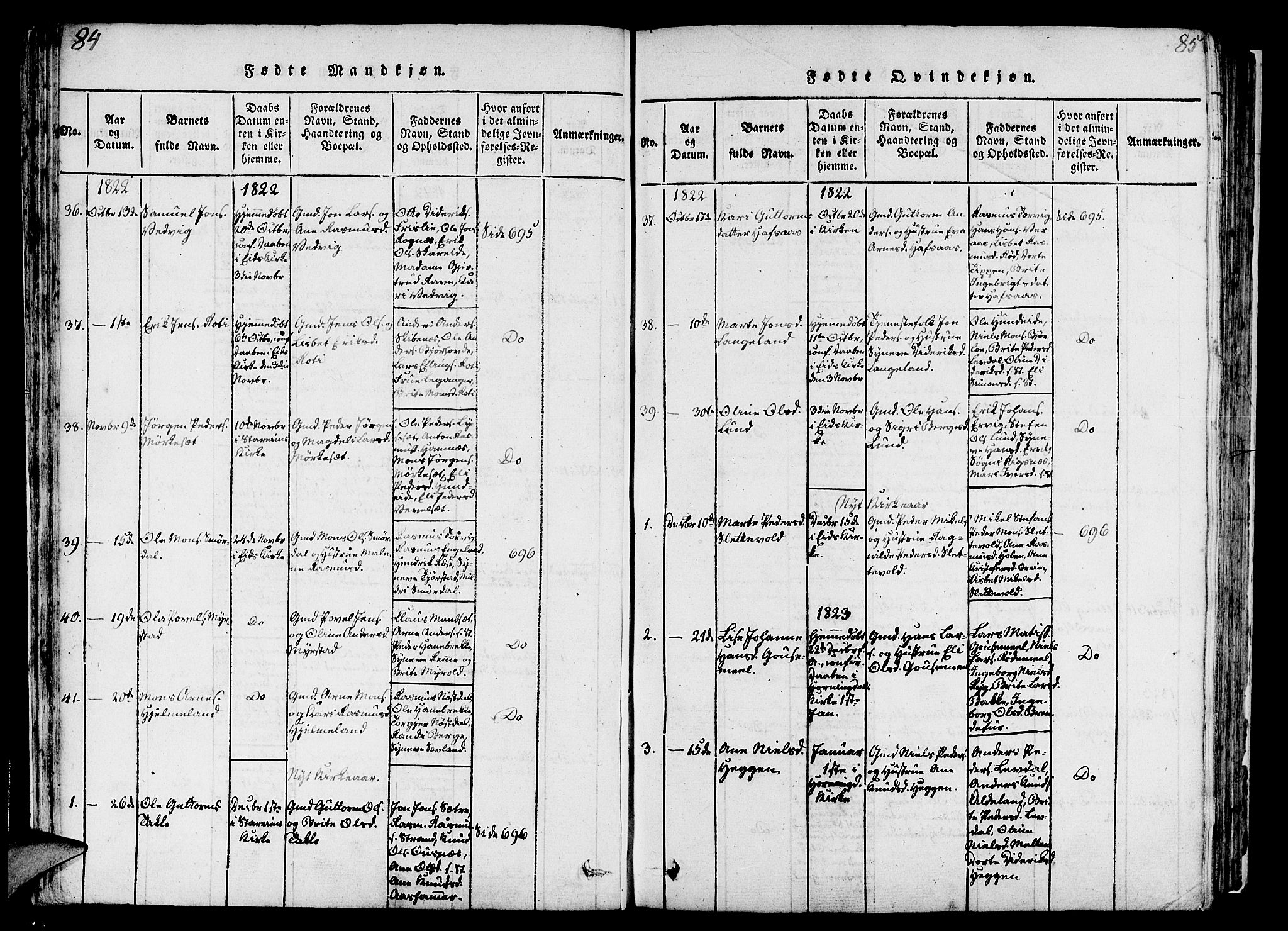 Eid sokneprestembete, SAB/A-82301/H/Haa/Haaa/L0005: Parish register (official) no. A 5, 1816-1830, p. 84-85