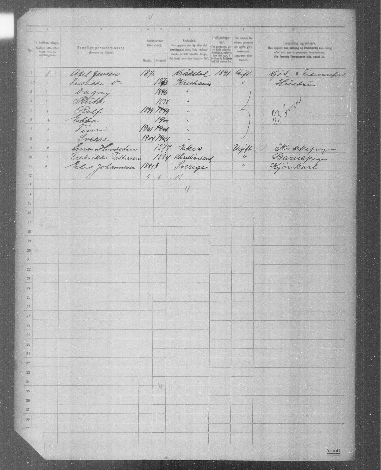 OBA, Municipal Census 1904 for Kristiania, 1904, p. 5919