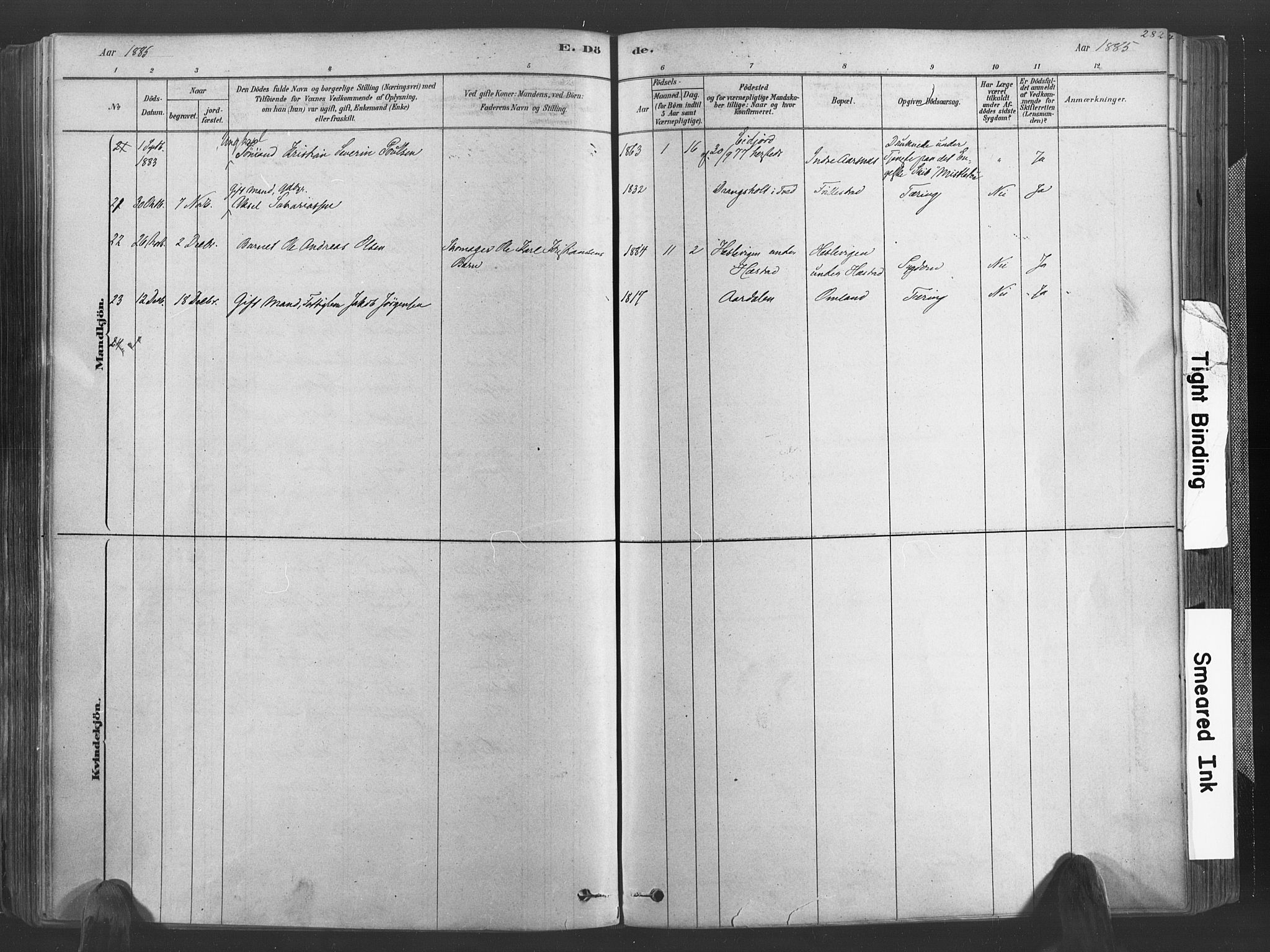 Høvåg sokneprestkontor, SAK/1111-0025/F/Fa/L0005: Parish register (official) no. A 5, 1878-1893, p. 282