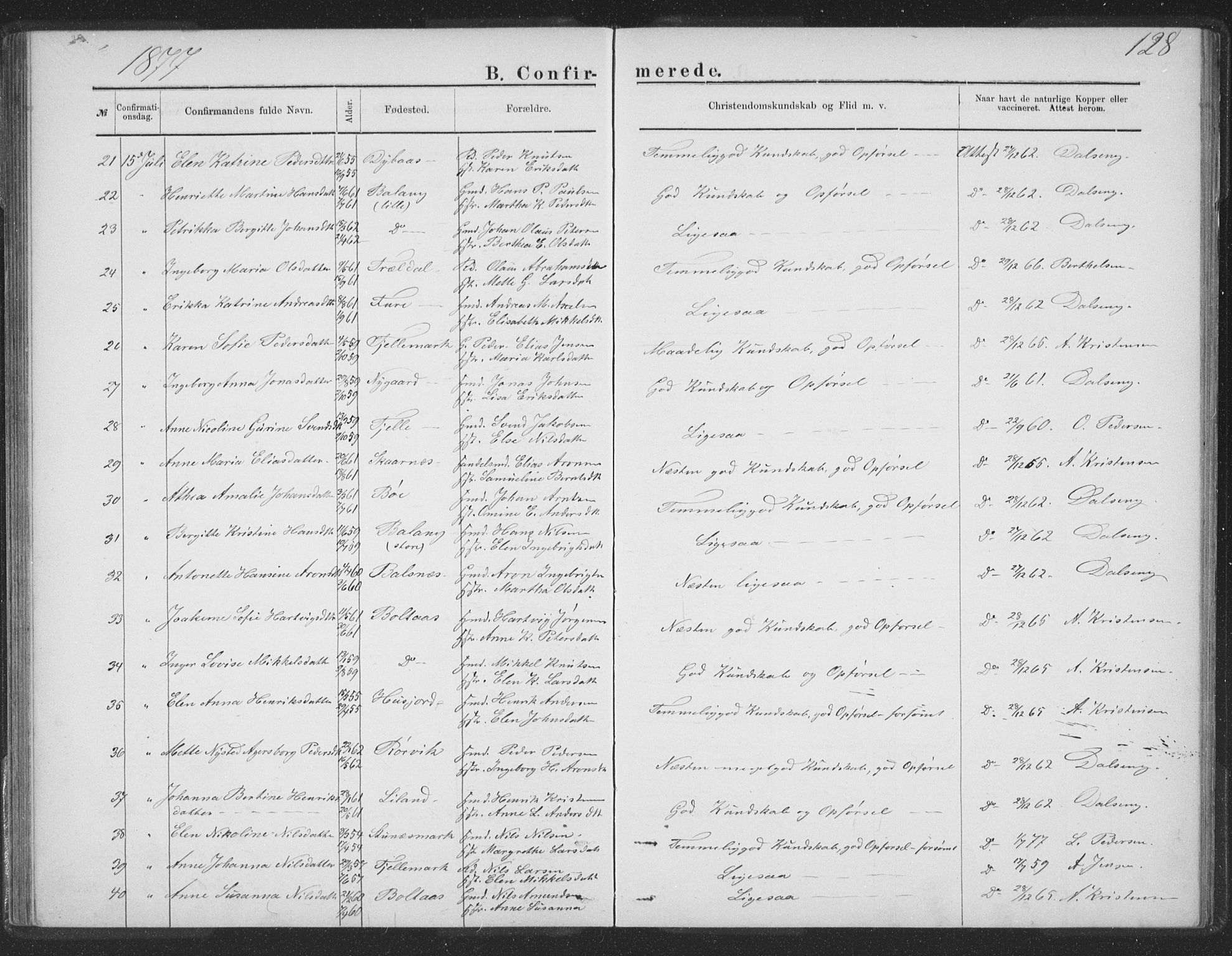 Ministerialprotokoller, klokkerbøker og fødselsregistre - Nordland, AV/SAT-A-1459/863/L0913: Parish register (copy) no. 863C03, 1877-1885, p. 128