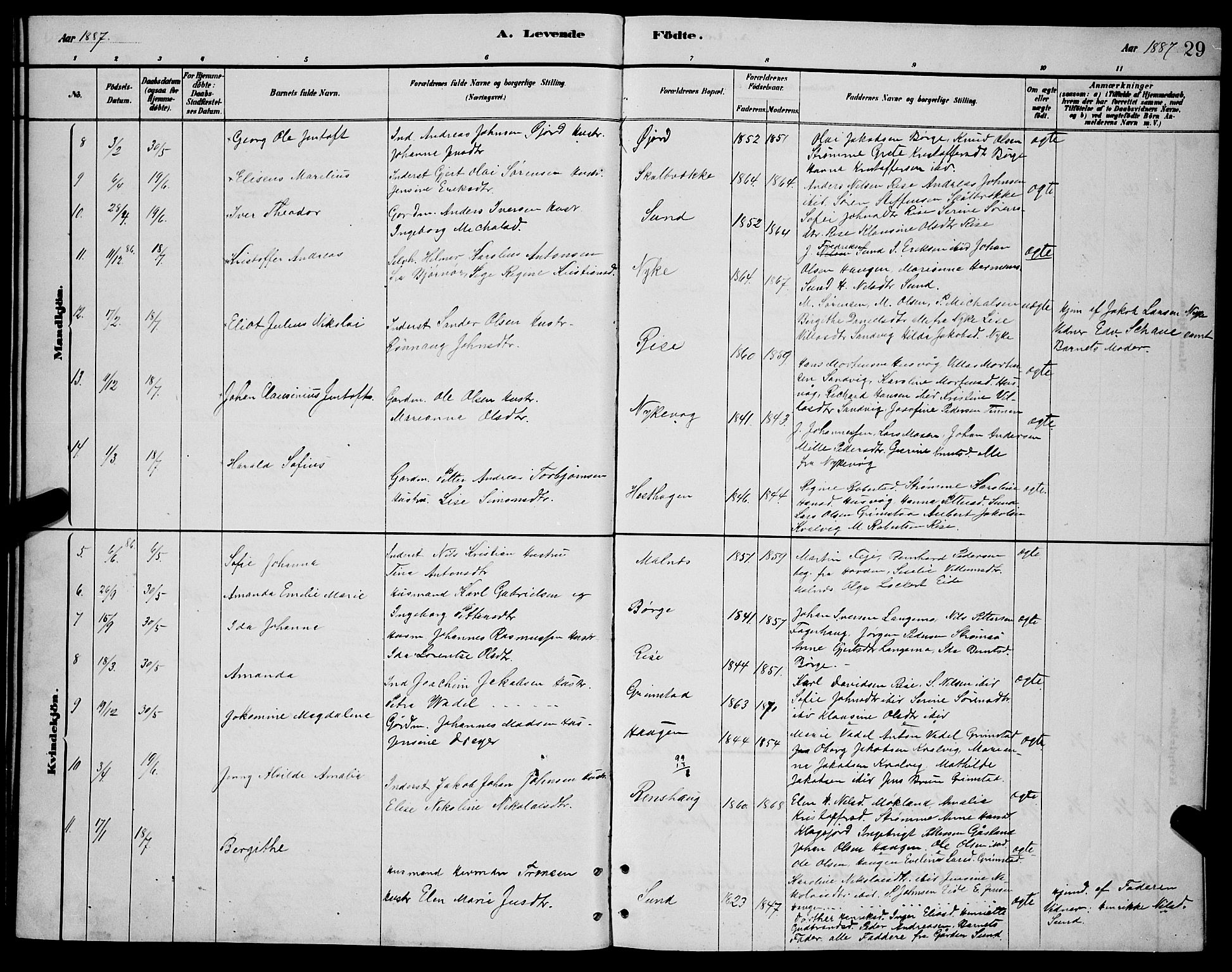 Ministerialprotokoller, klokkerbøker og fødselsregistre - Nordland, AV/SAT-A-1459/892/L1325: Parish register (copy) no. 892C02, 1878-1896, p. 29