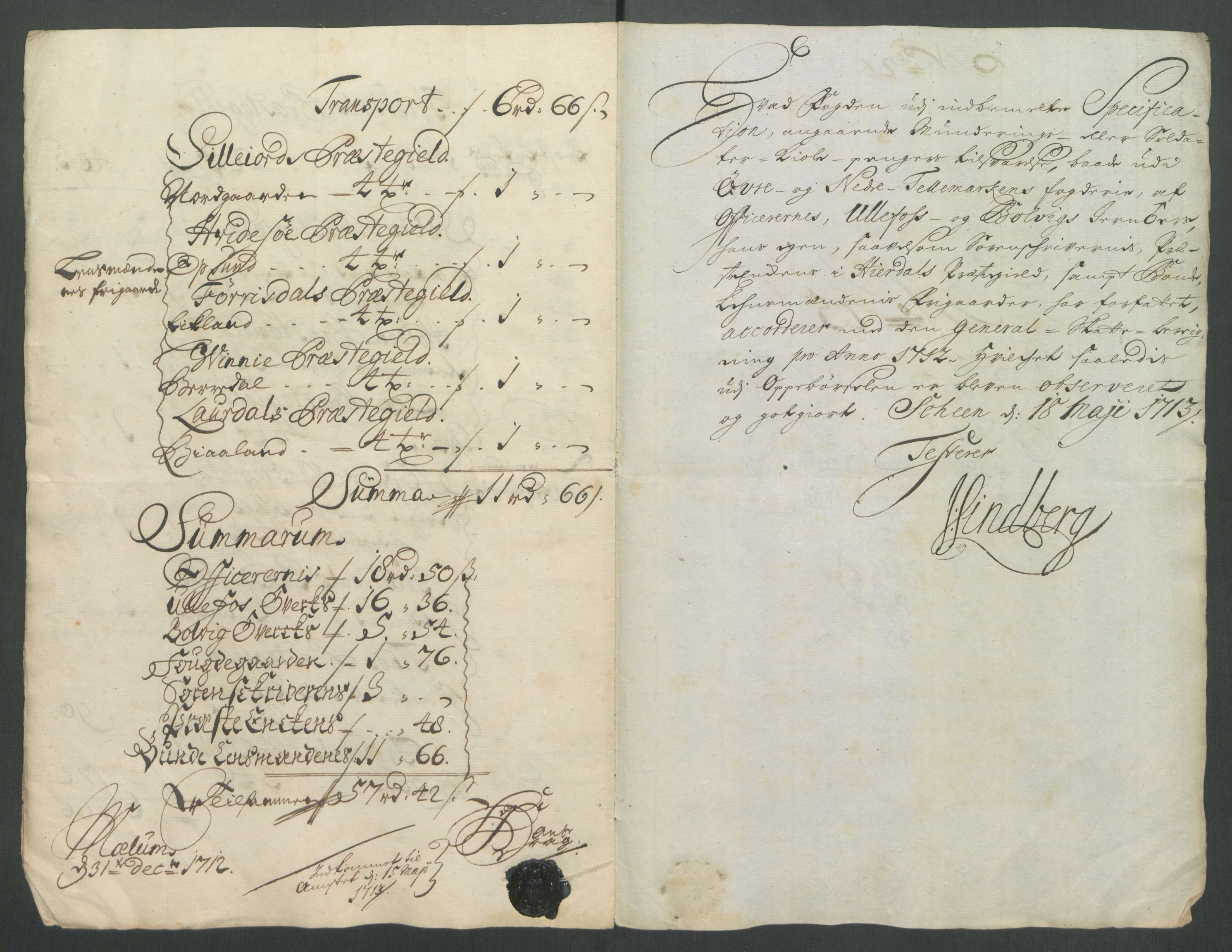 Rentekammeret inntil 1814, Reviderte regnskaper, Fogderegnskap, AV/RA-EA-4092/R36/L2123: Fogderegnskap Øvre og Nedre Telemark og Bamble, 1712, p. 358