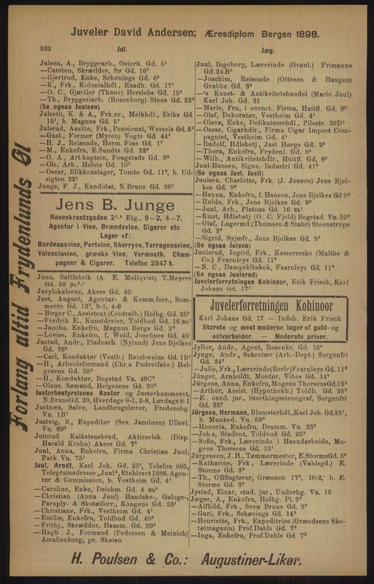 Kristiania/Oslo adressebok, PUBL/-, 1905, p. 522