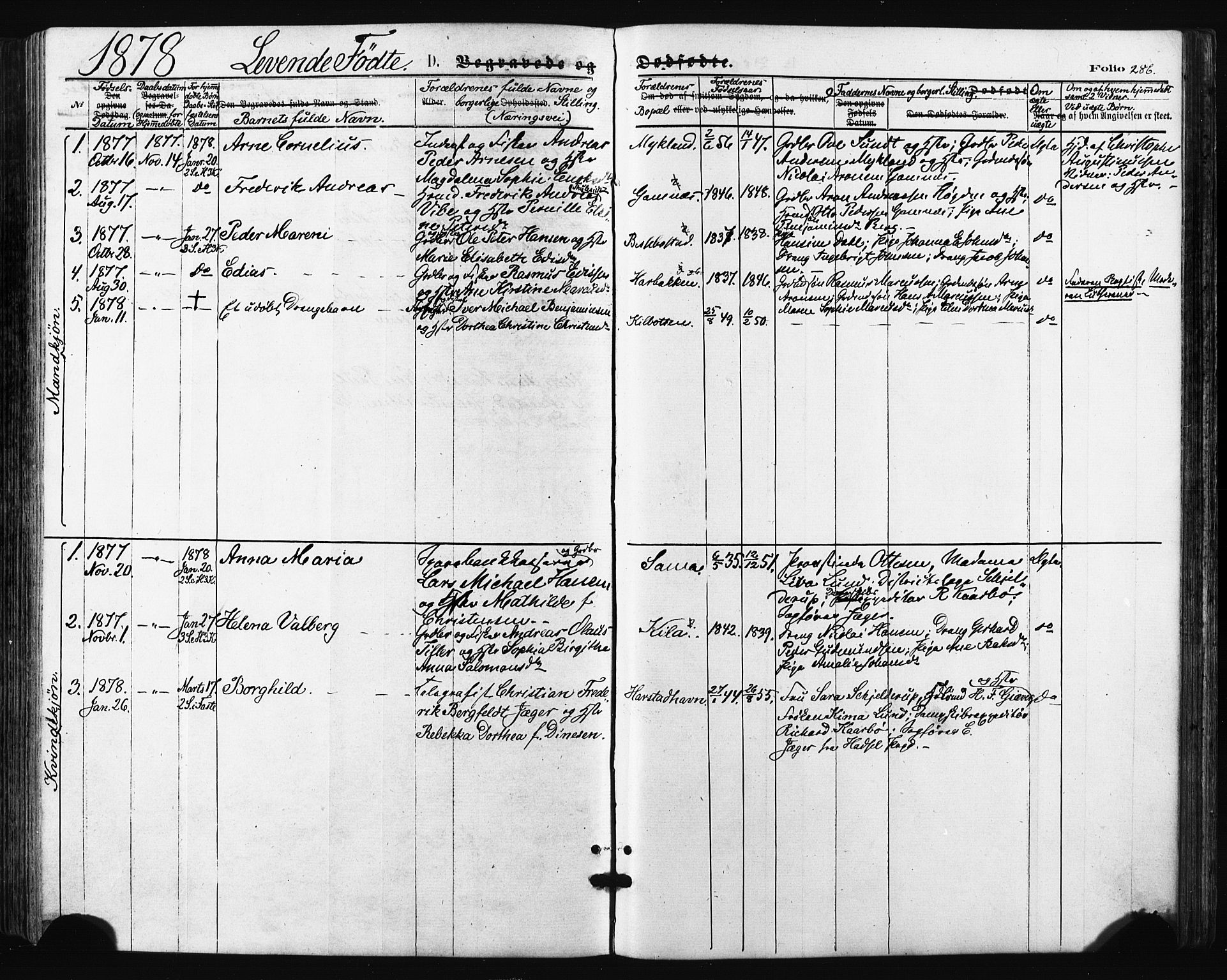 Trondenes sokneprestkontor, AV/SATØ-S-1319/H/Ha/L0013kirke: Parish register (official) no. 13, 1870-1878, p. 286