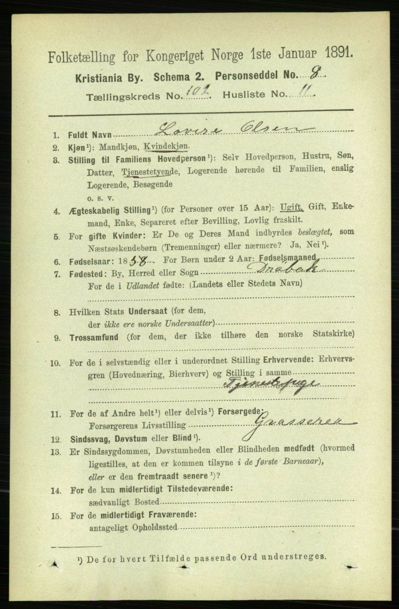 RA, 1891 census for 0301 Kristiania, 1891, p. 50848